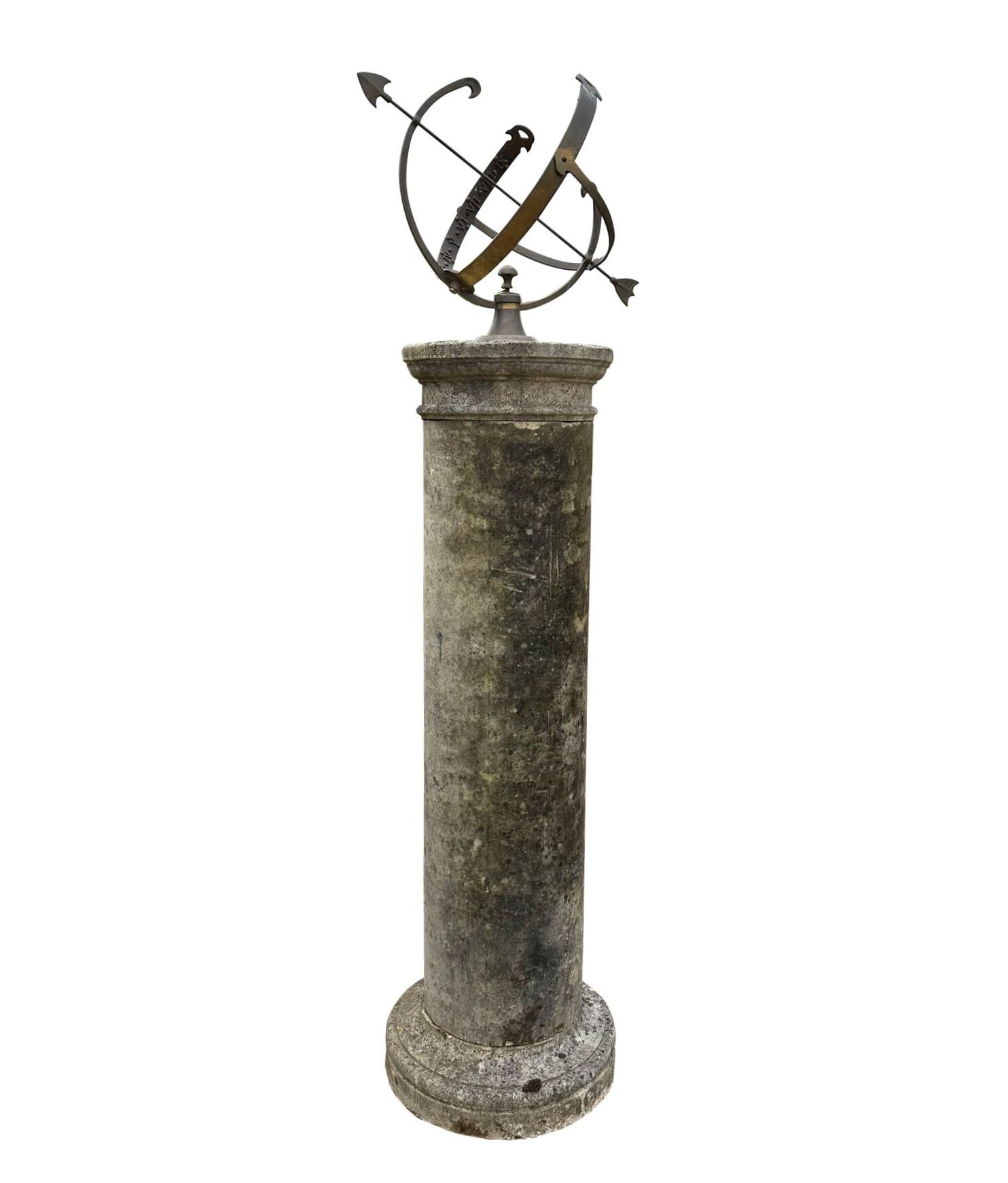 Large Reclaimed Haddonstone Sphere Sundial On Plinth - 9989