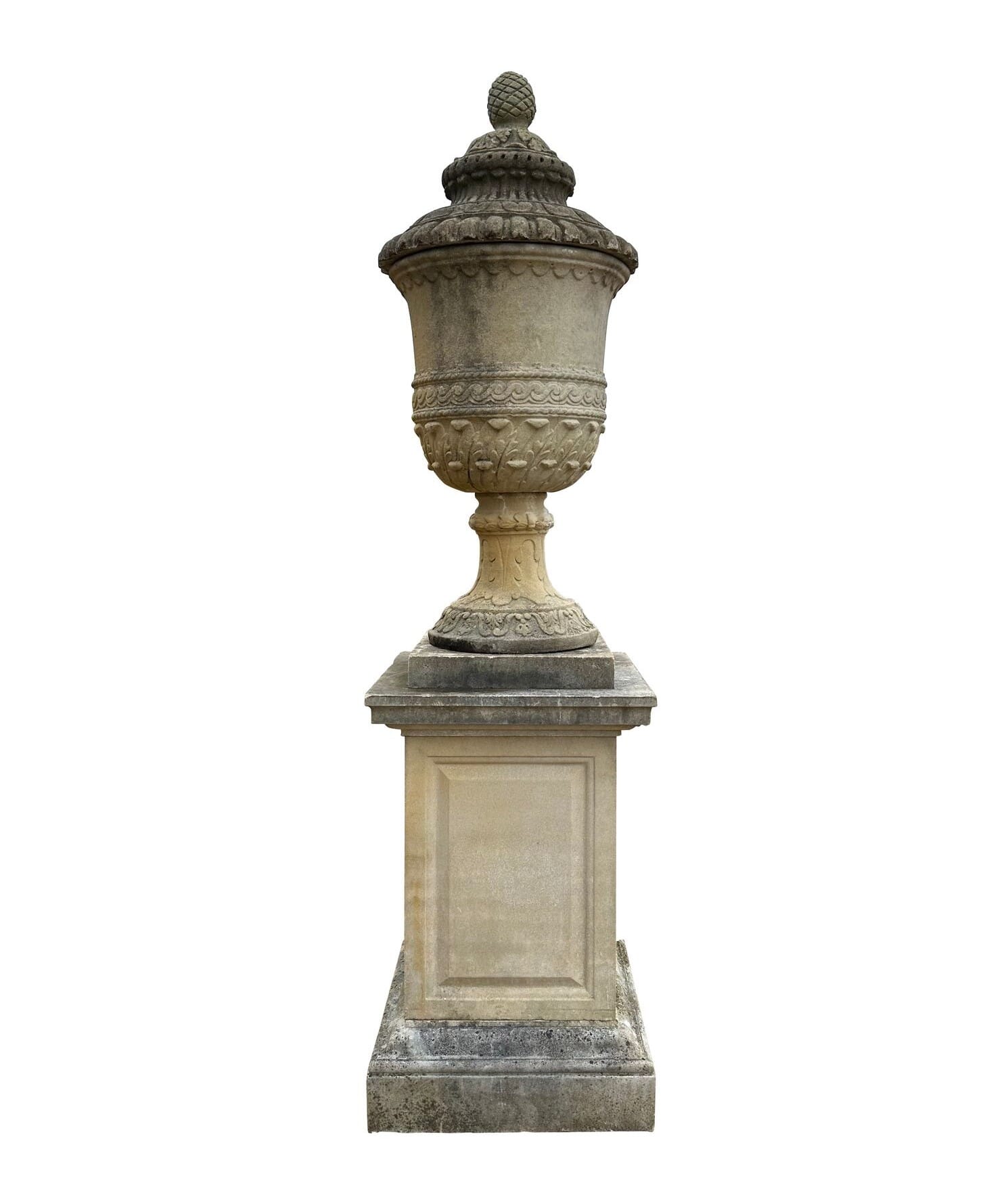 Substantial Reclaimed Alexander Urn On Pedestal - 9988