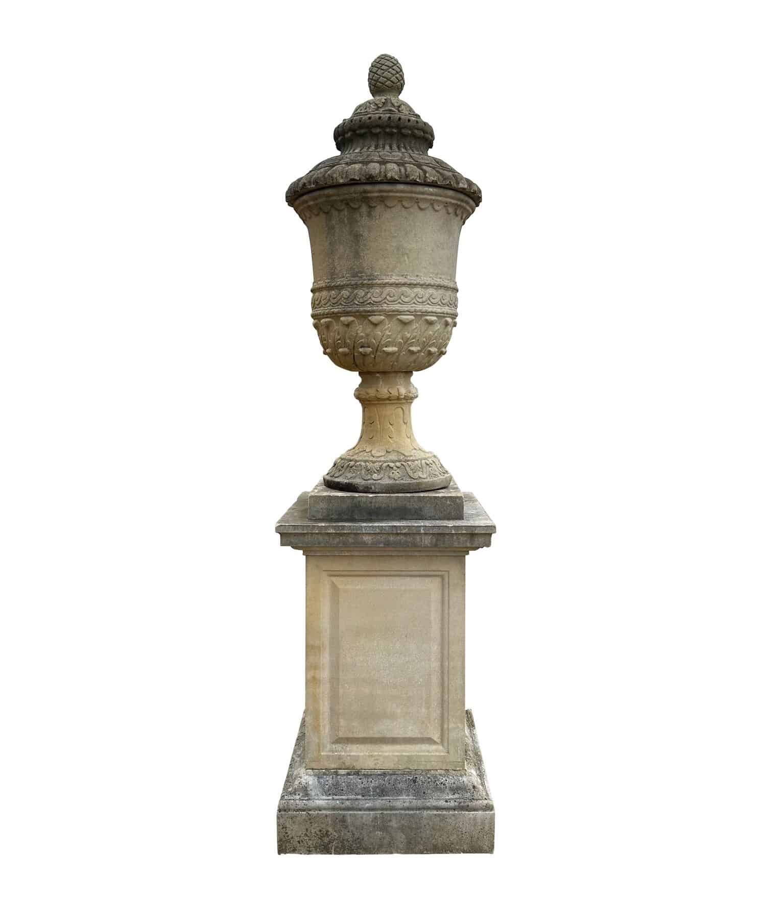 Substantial Reclaimed Alexander Urn On Pedestal
