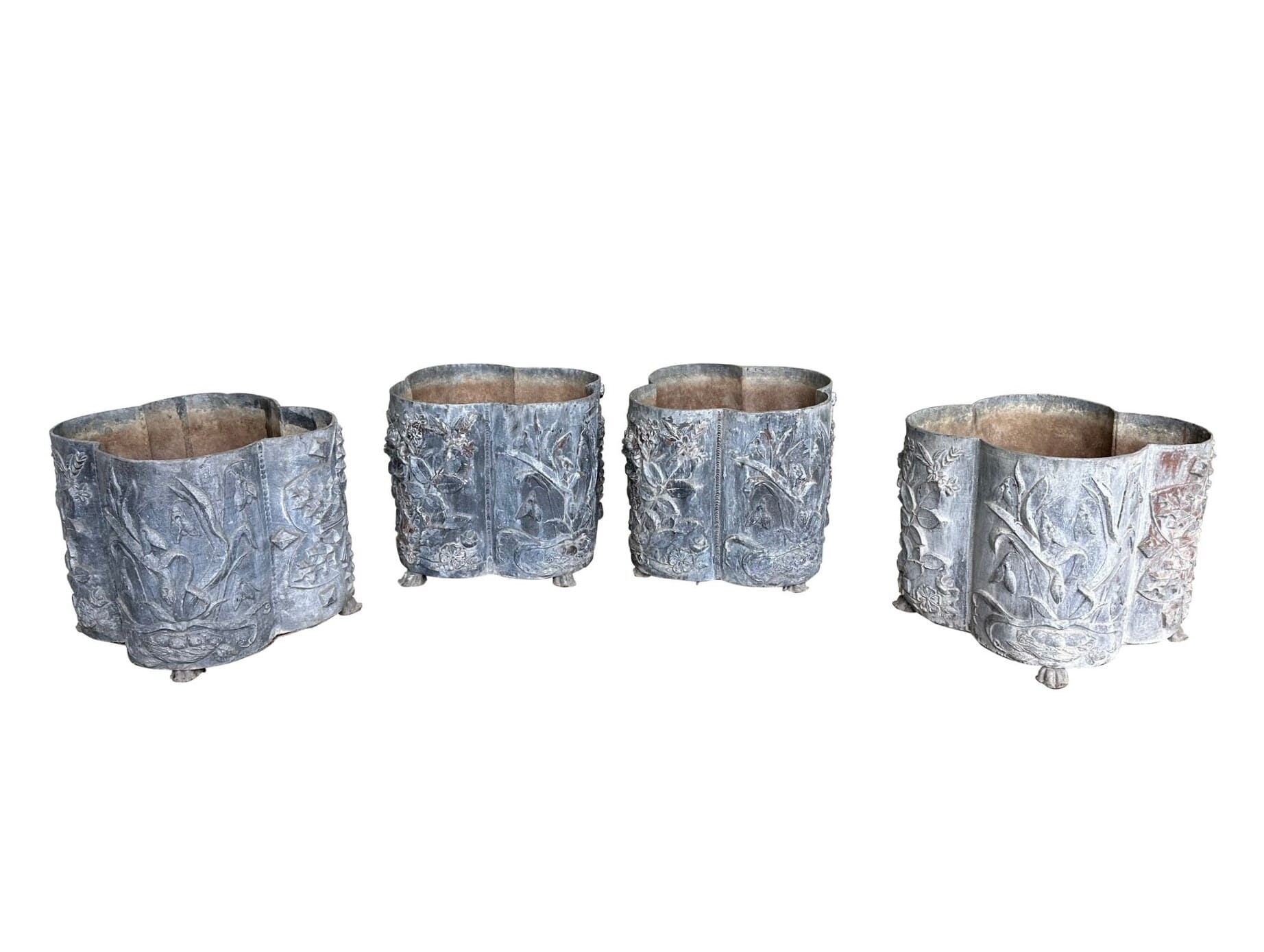 Reclaimed Set of 4 Decorative Lead Garden Planters - 10007