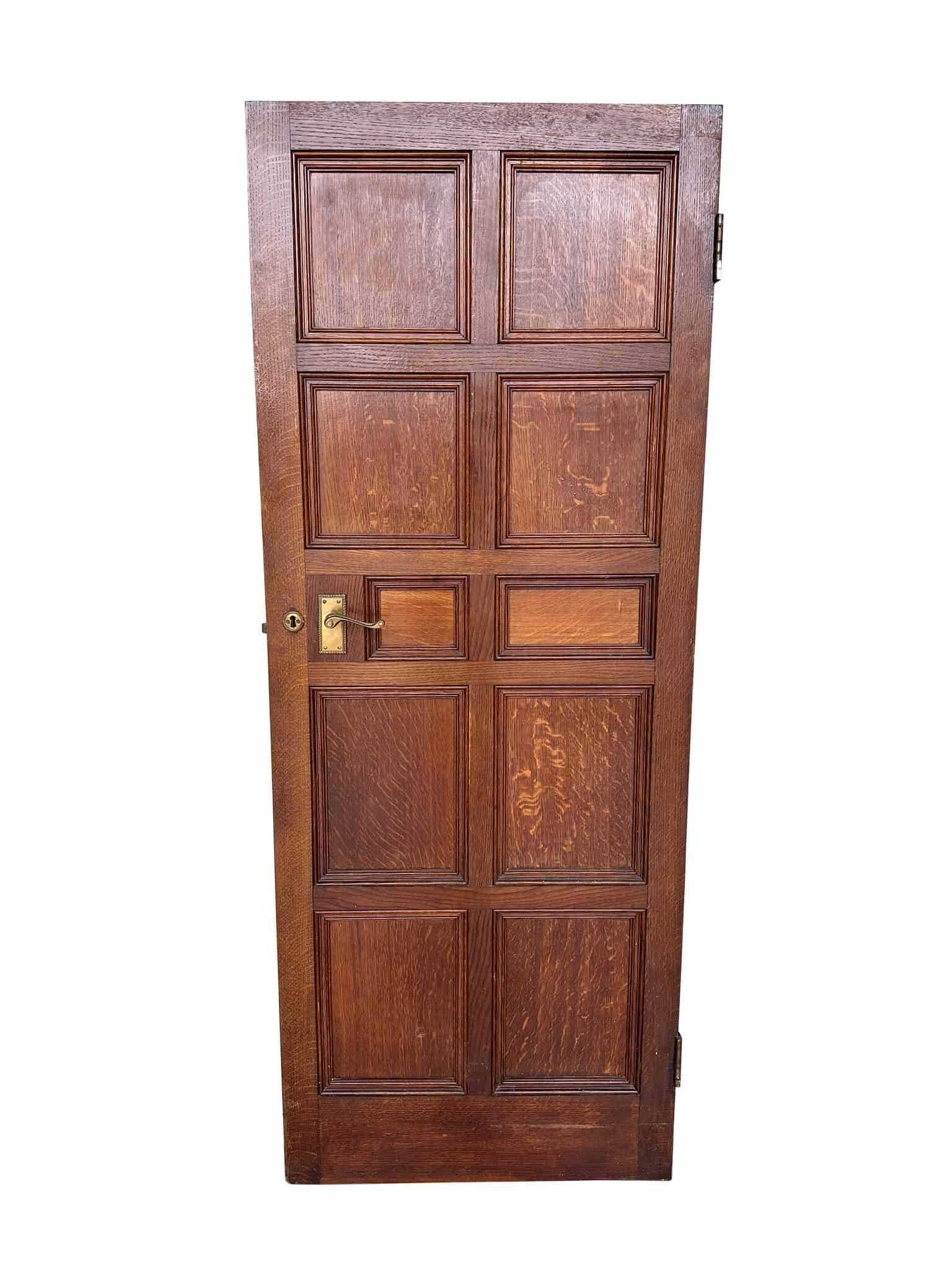 Reclaimed 10 Panel Oak Door with Original Hardware