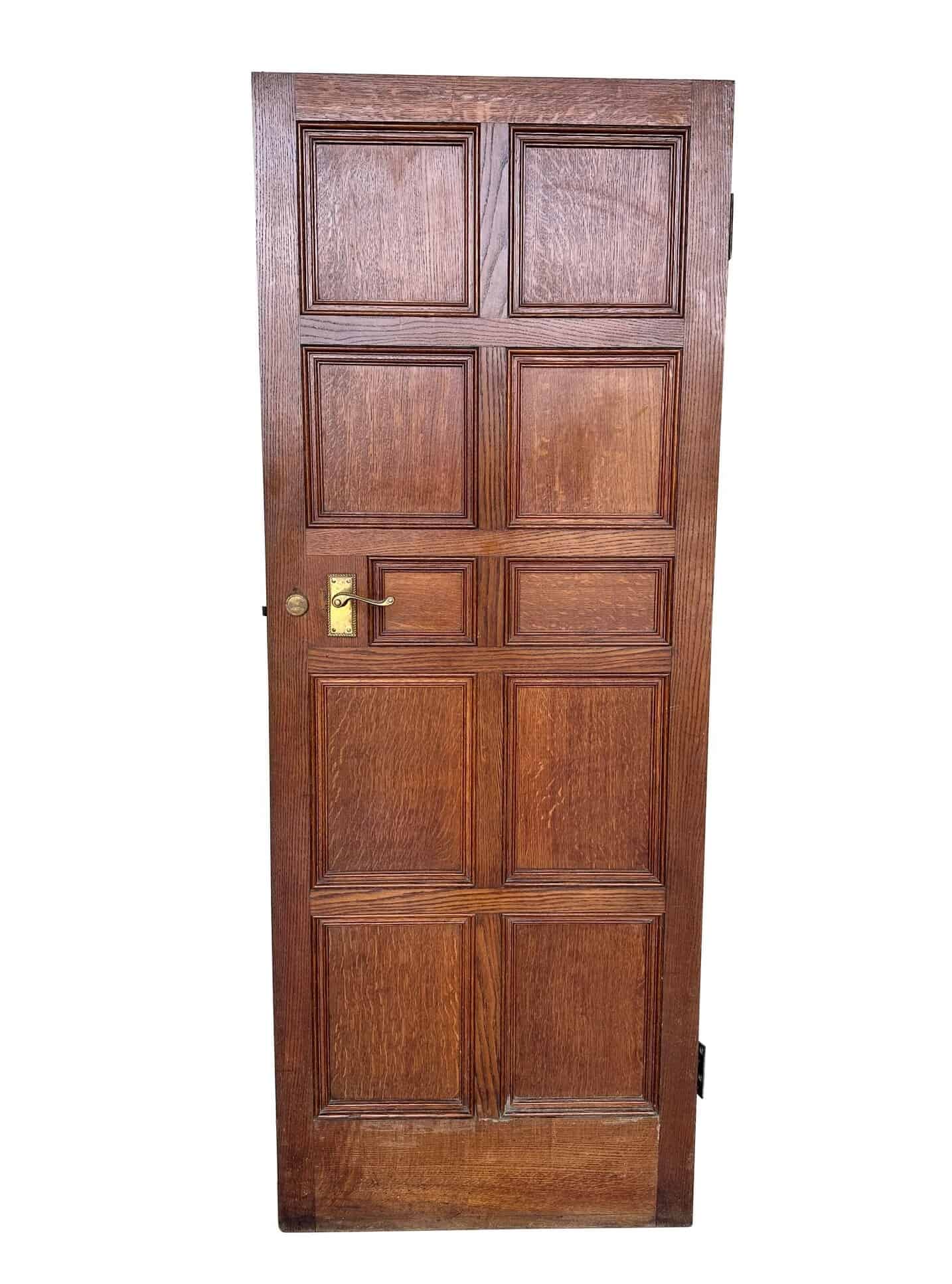 Salvaged 10 Panel Oak Door with Original Hardware