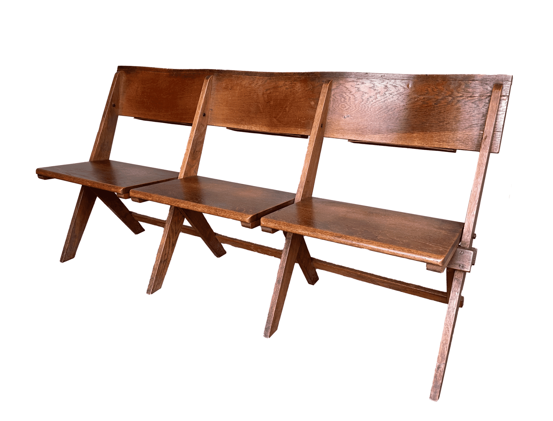 Antique Solid Oak Genuine Folding Church Chairs