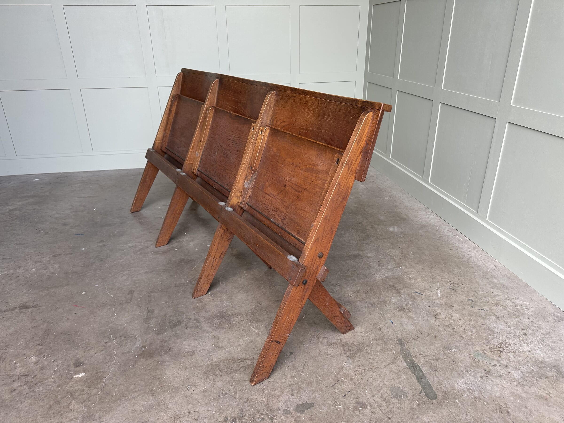 Reclaimed Antique Solid Oak Folding Church Chairs