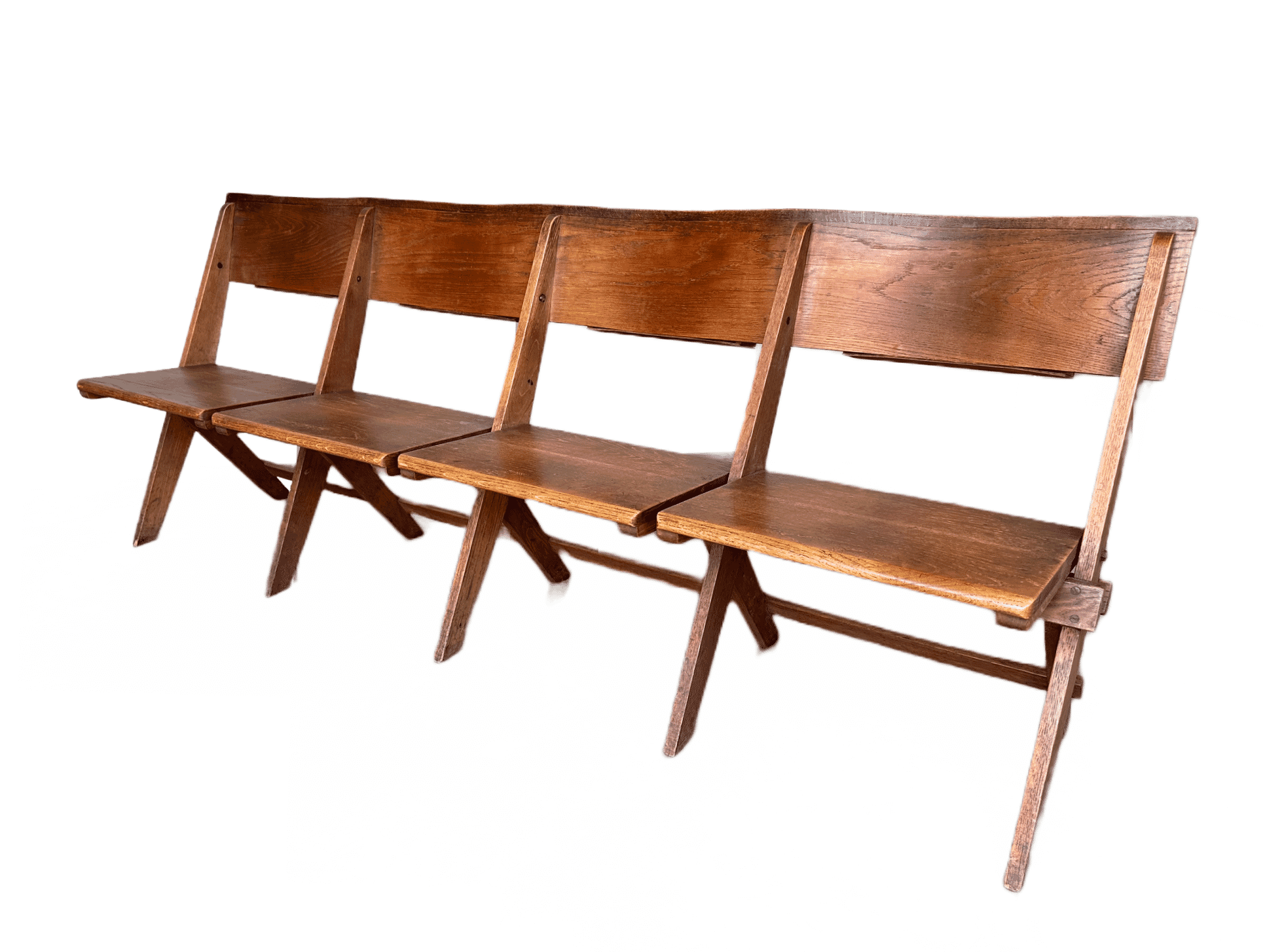 Genuine Solid Oak Salvaged Folding Church Chairs