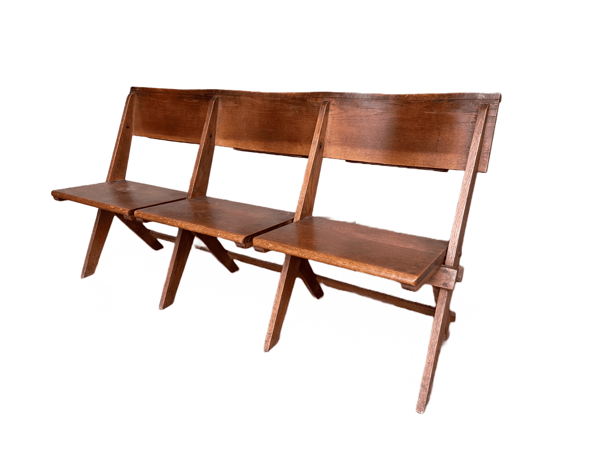 Antique Victorian Solid Oak Folding Church Chairs