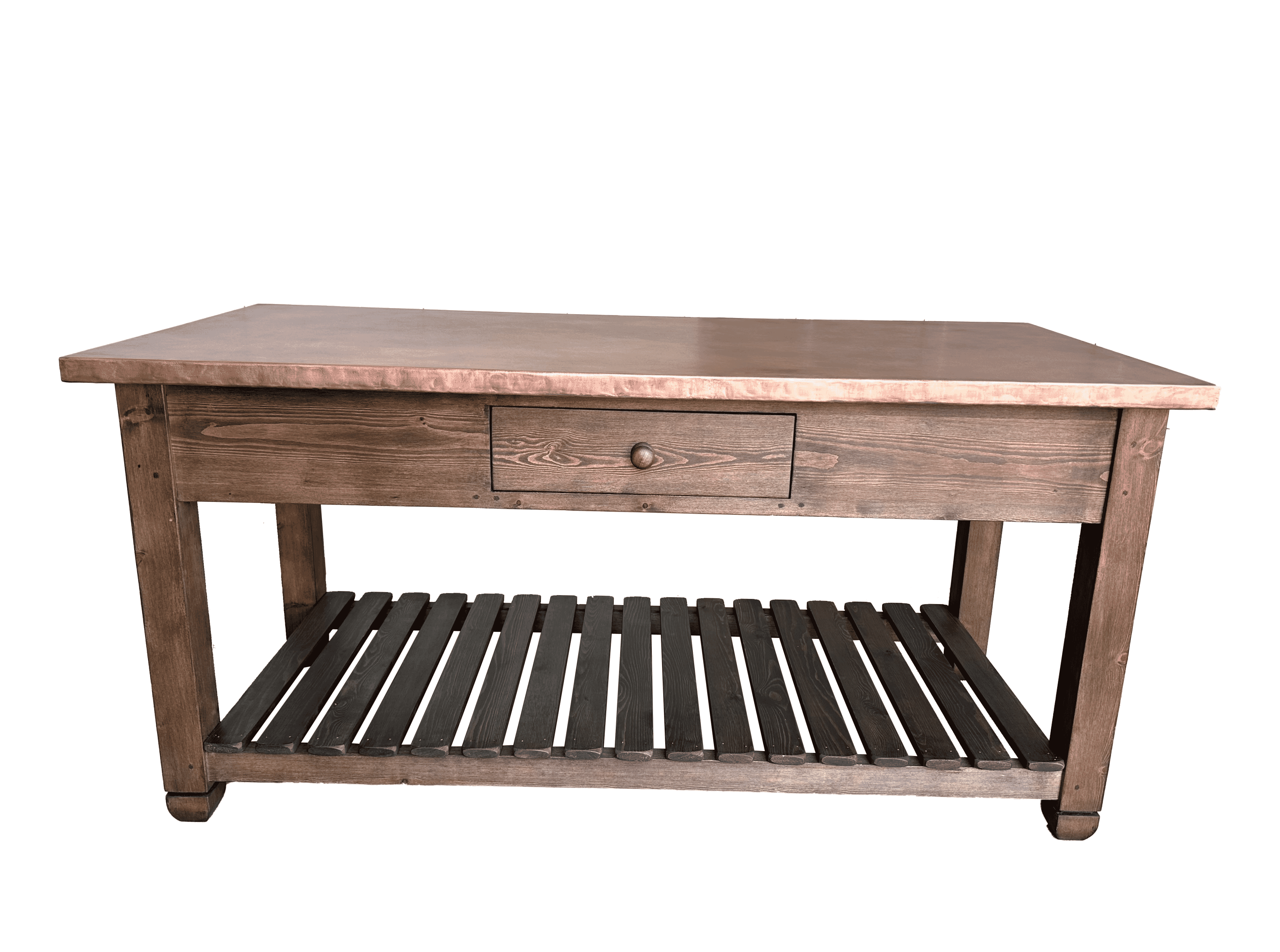 Handmade Antique Copper Kitchen Unit With Drawers - D2098