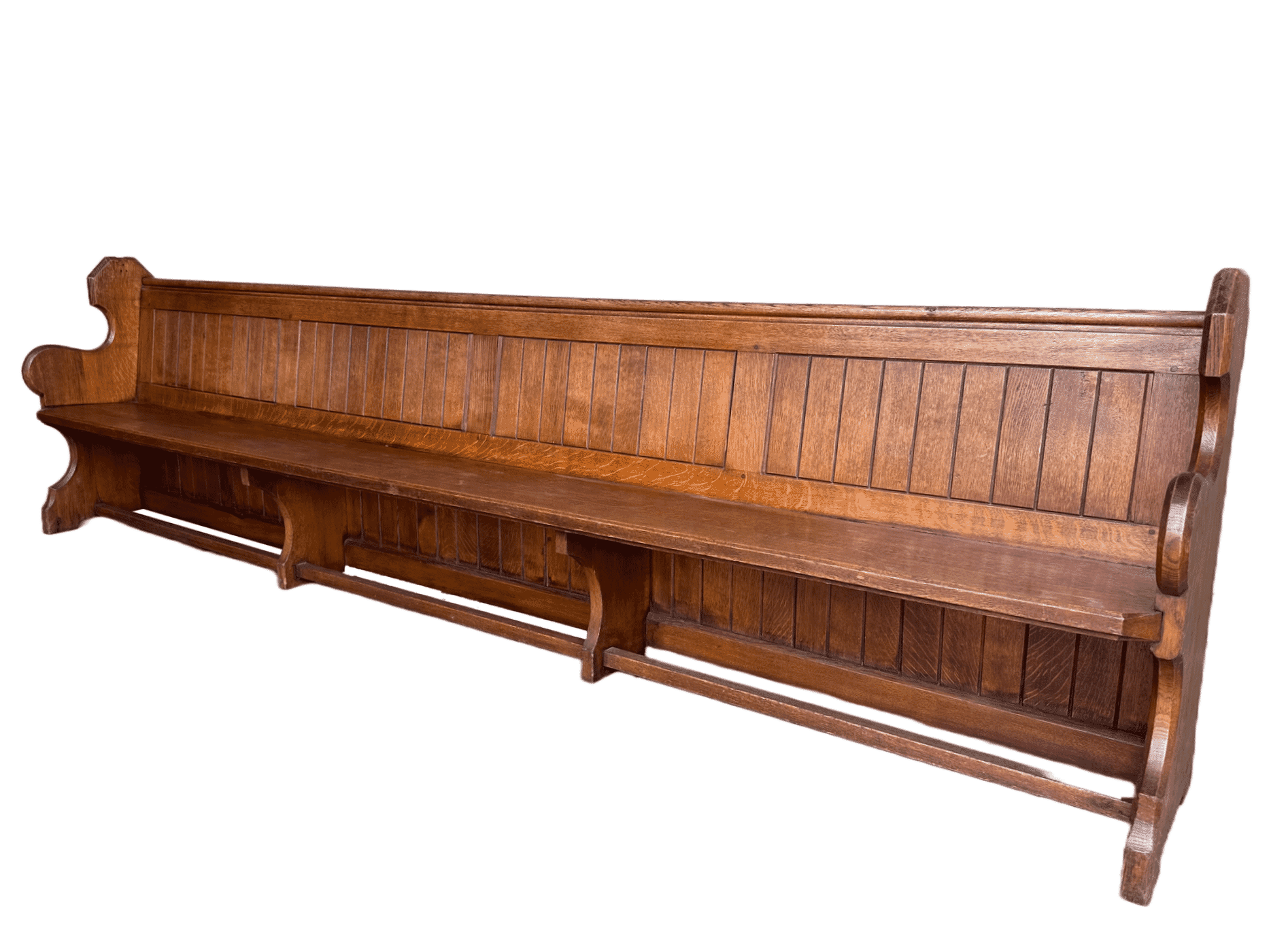 Antique Reclaimed Chapel Solid Oak Pew - 10034