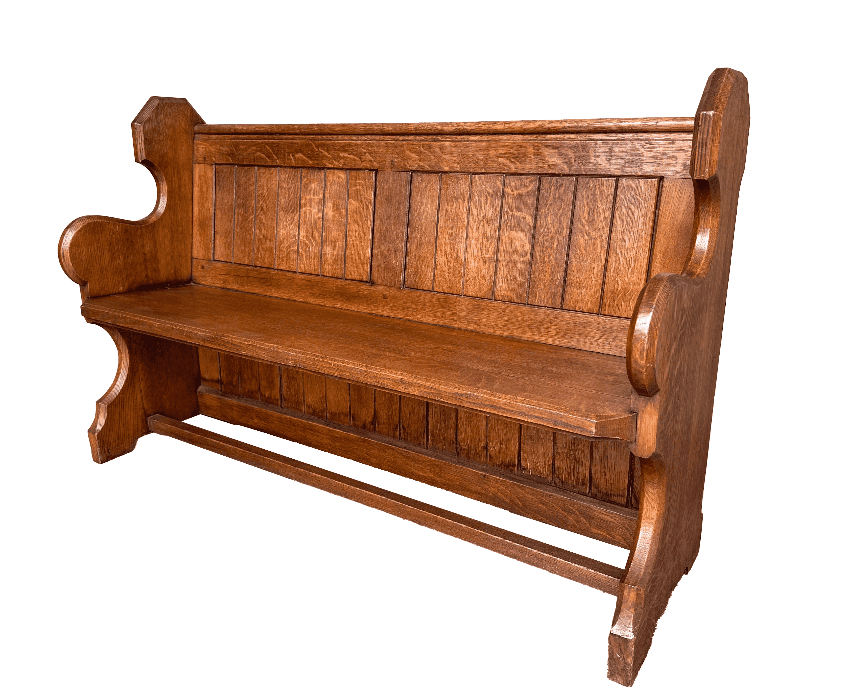 Antique Solid Oak Salvaged Chapel Or Church Pew - 10044
