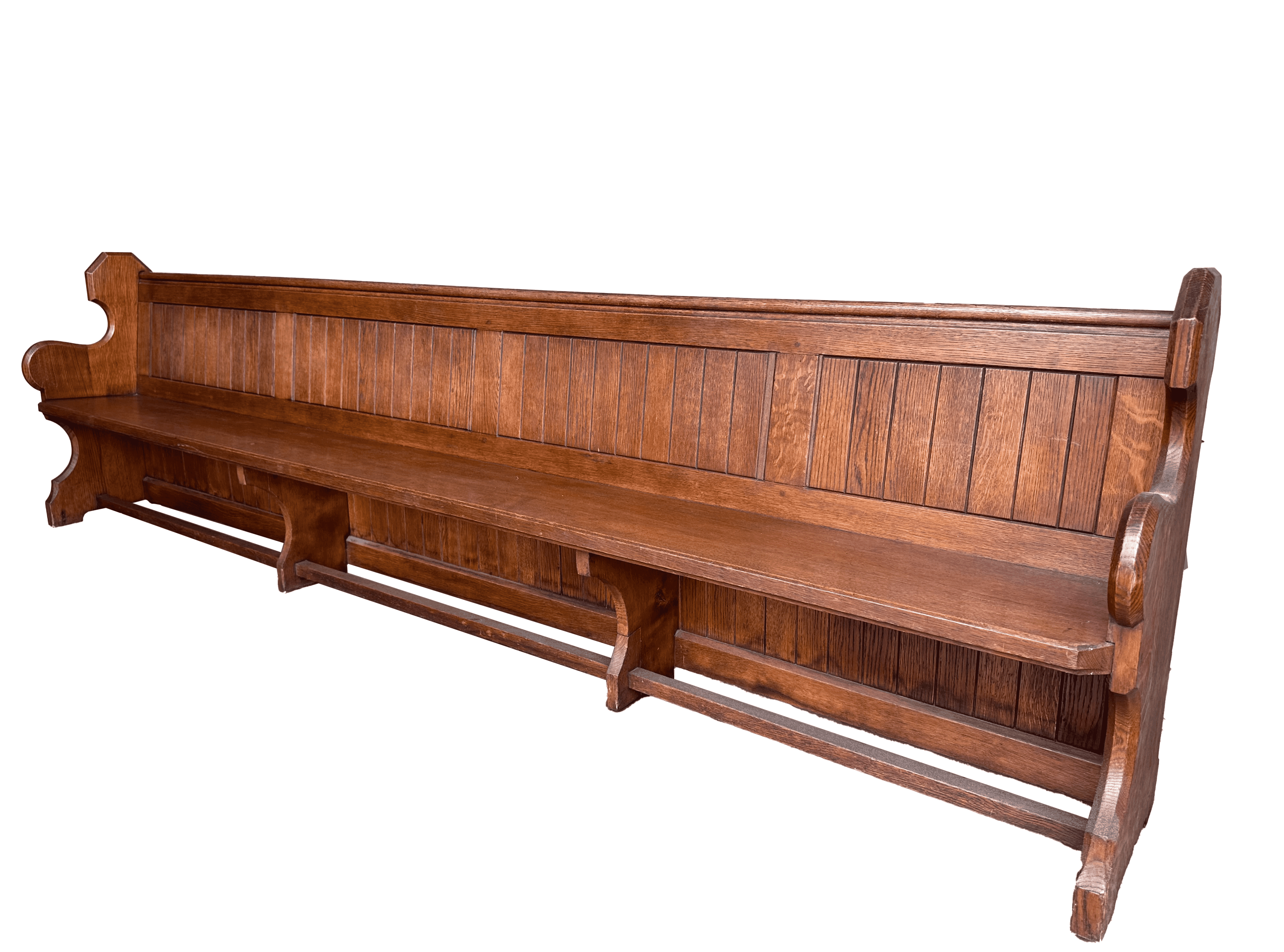 Antique Salvaged Chapel Or Church Solid Oak Pew - 10035