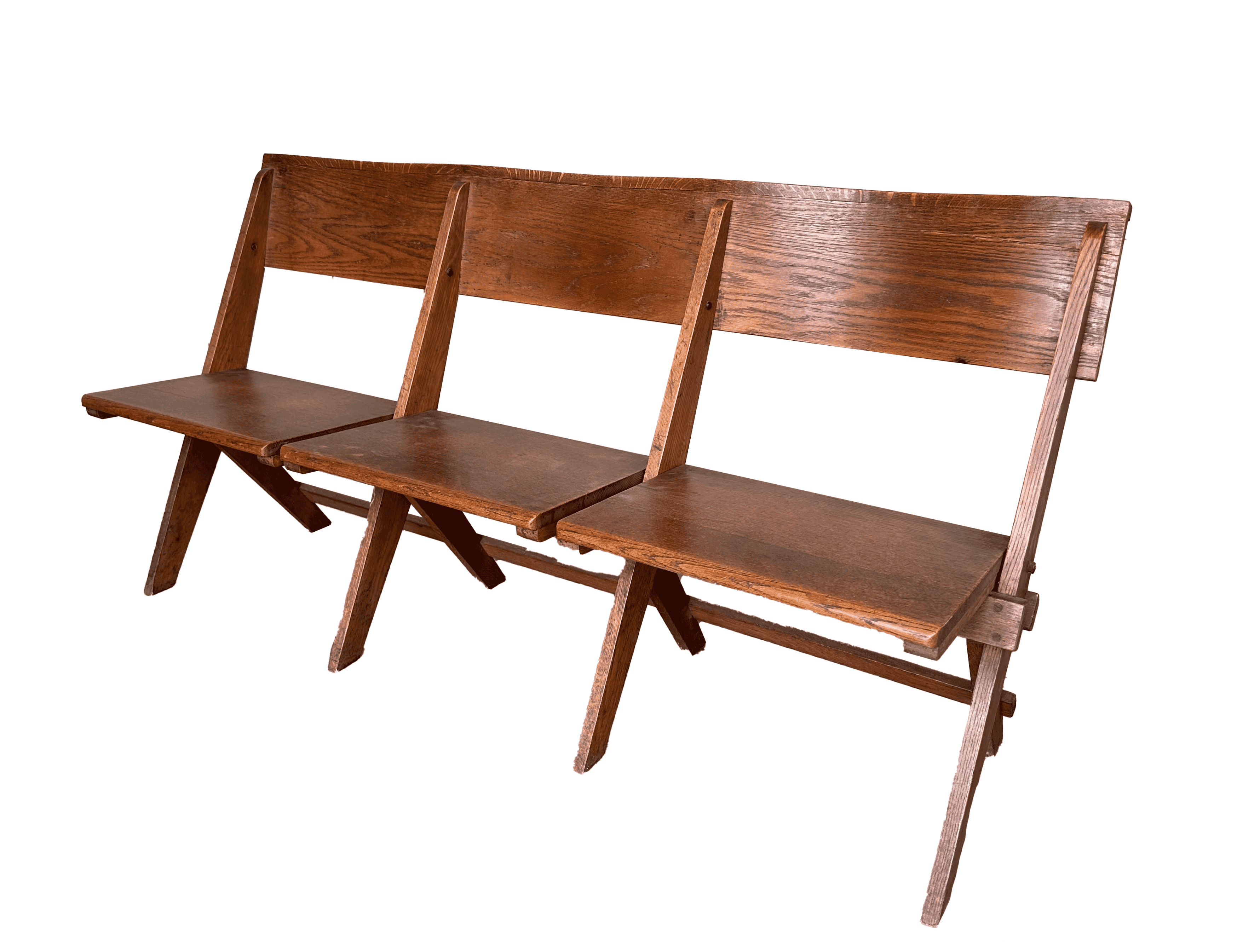 Salvaged Victorian Solid Oak Folding Church Chairs - 10023M