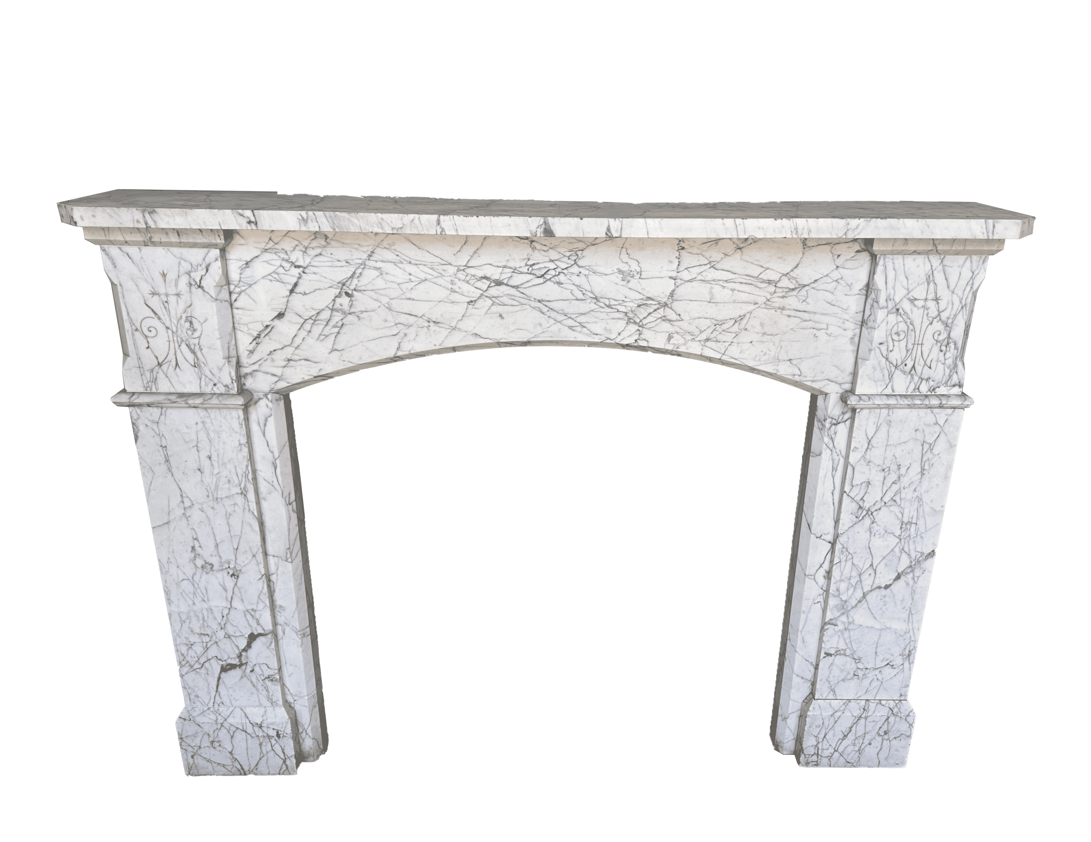 Antique Living Room White Carrara Marble Fire Surround