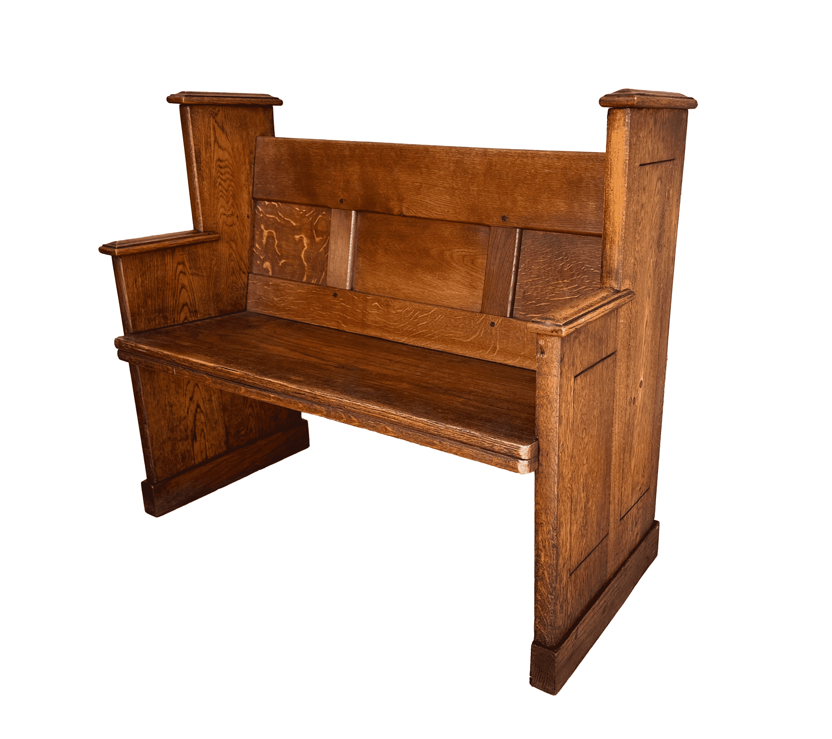 Victorian Solid Oak Decorative Chapel Or Church Pew - 10058A