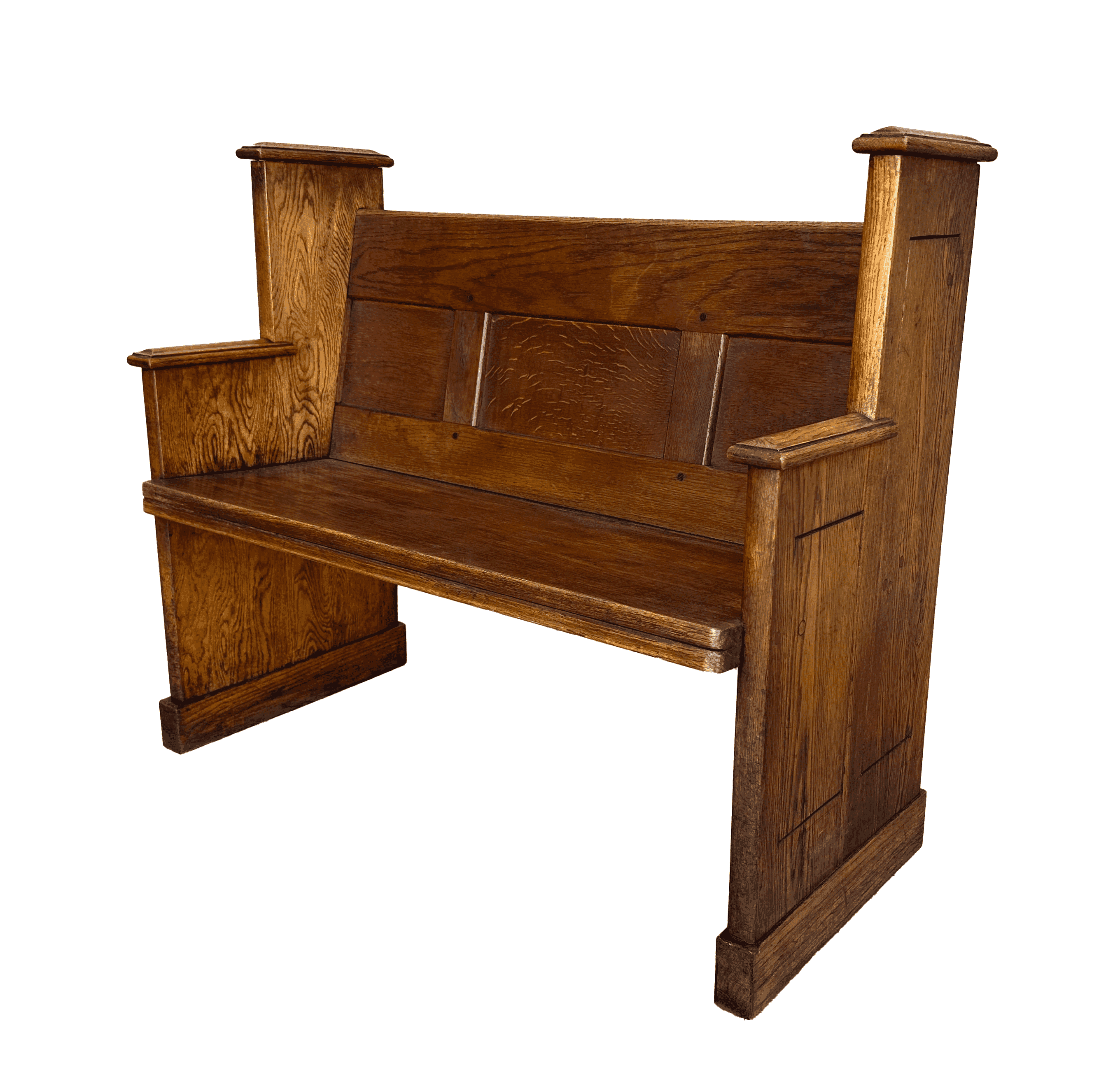 Antique Solid Oak Chapel Or Church Decorative Pew