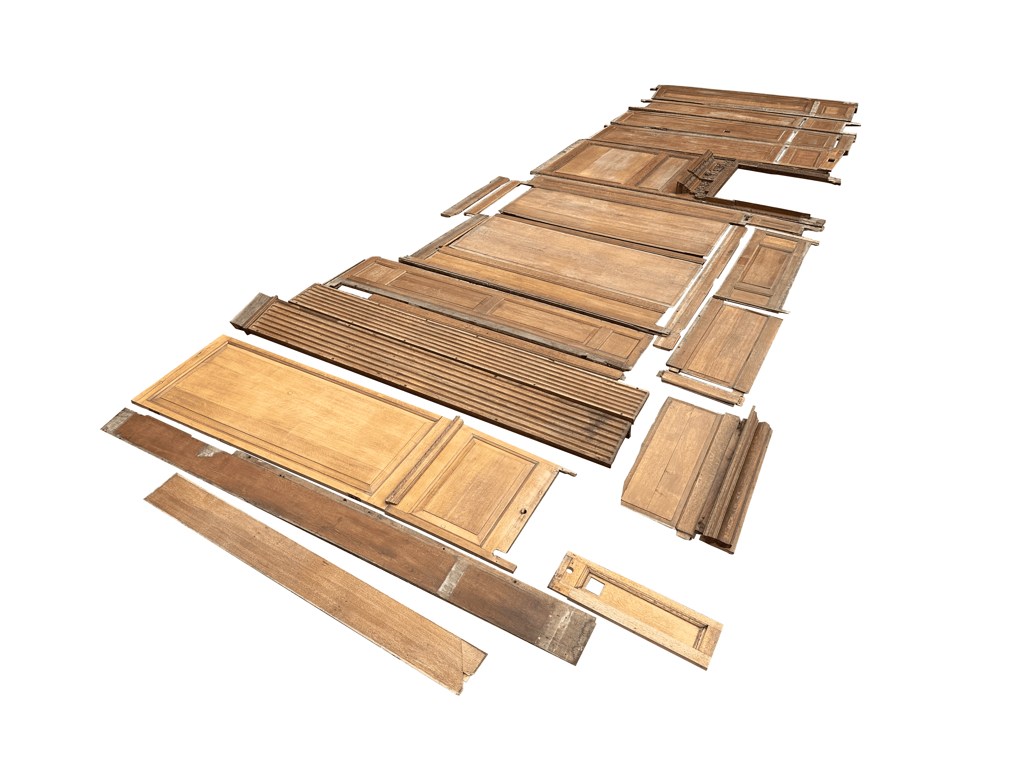 Reclaimed Solid Oak Wall Panelling With Fireplace - 9983