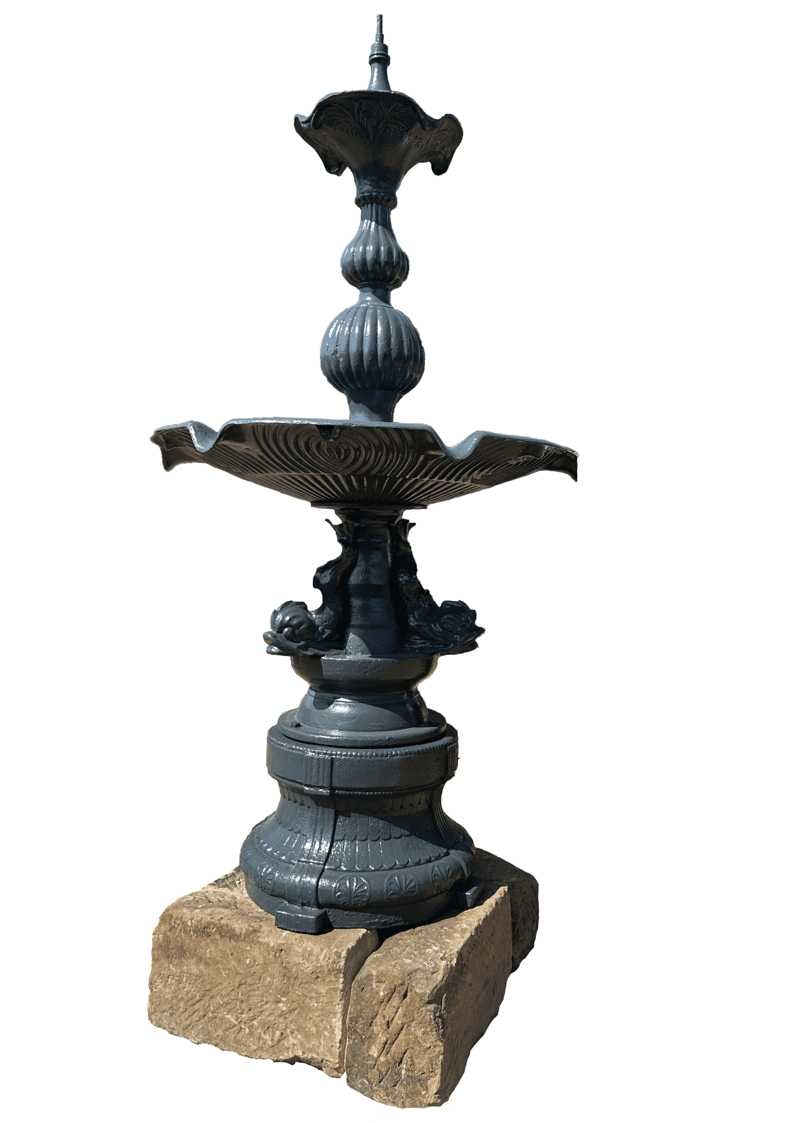 Substantial Reclaimed Cast Iron & Garden Water Fountain On Stone Base