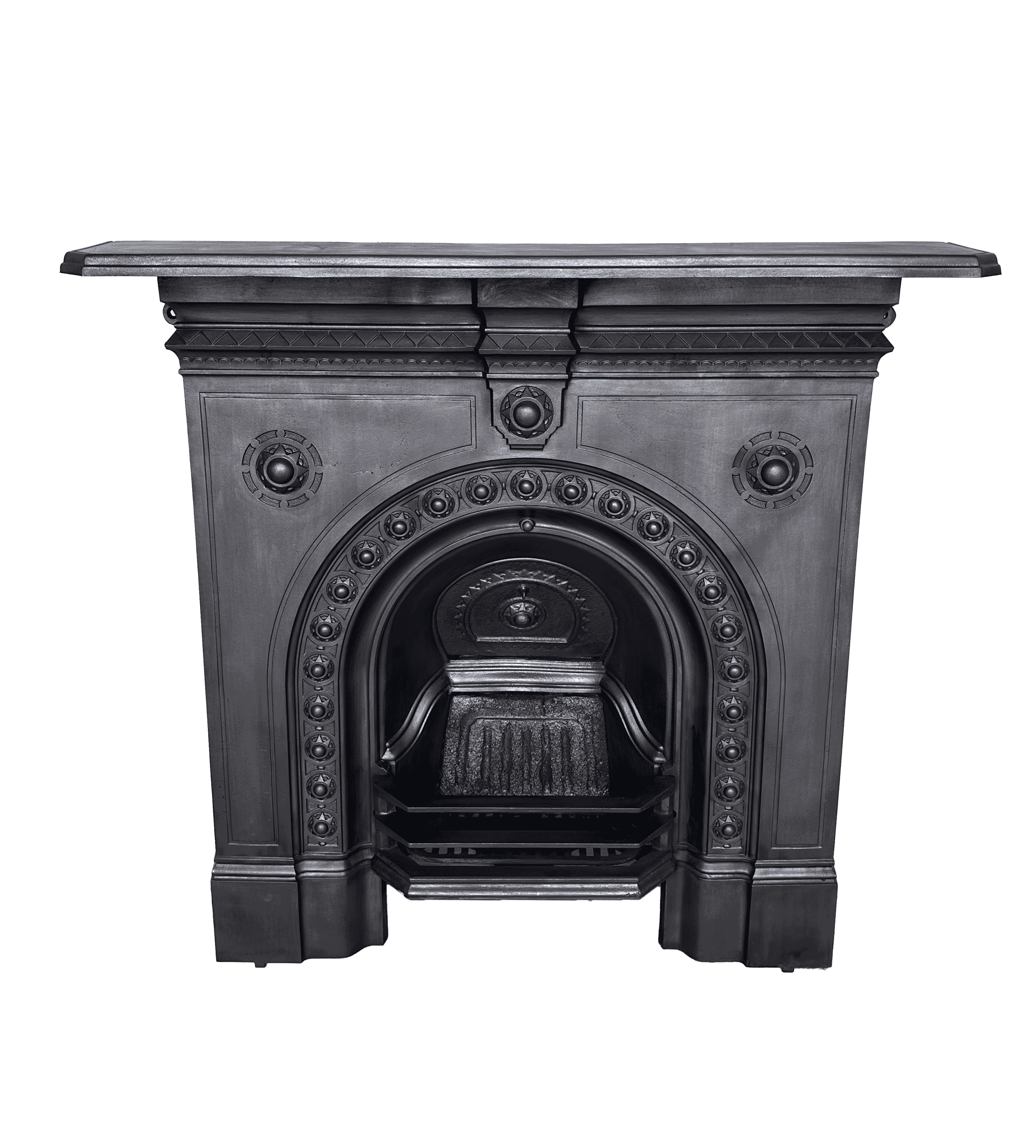 Large Reclaimed Cast Iron Original Bedroom Fireplace