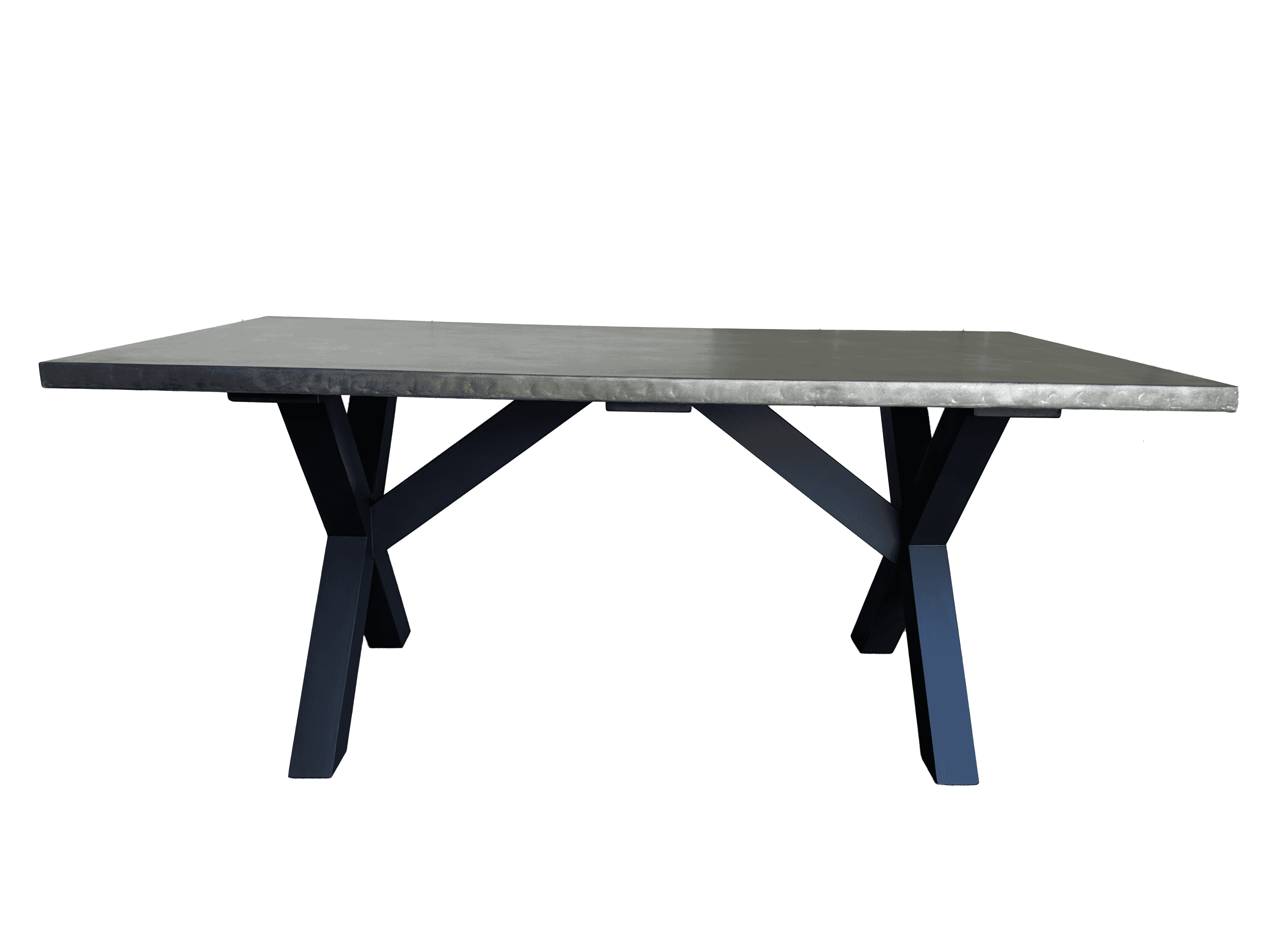 Bespoke Antique Zinc Dining Table With X Frame Base - D2102
