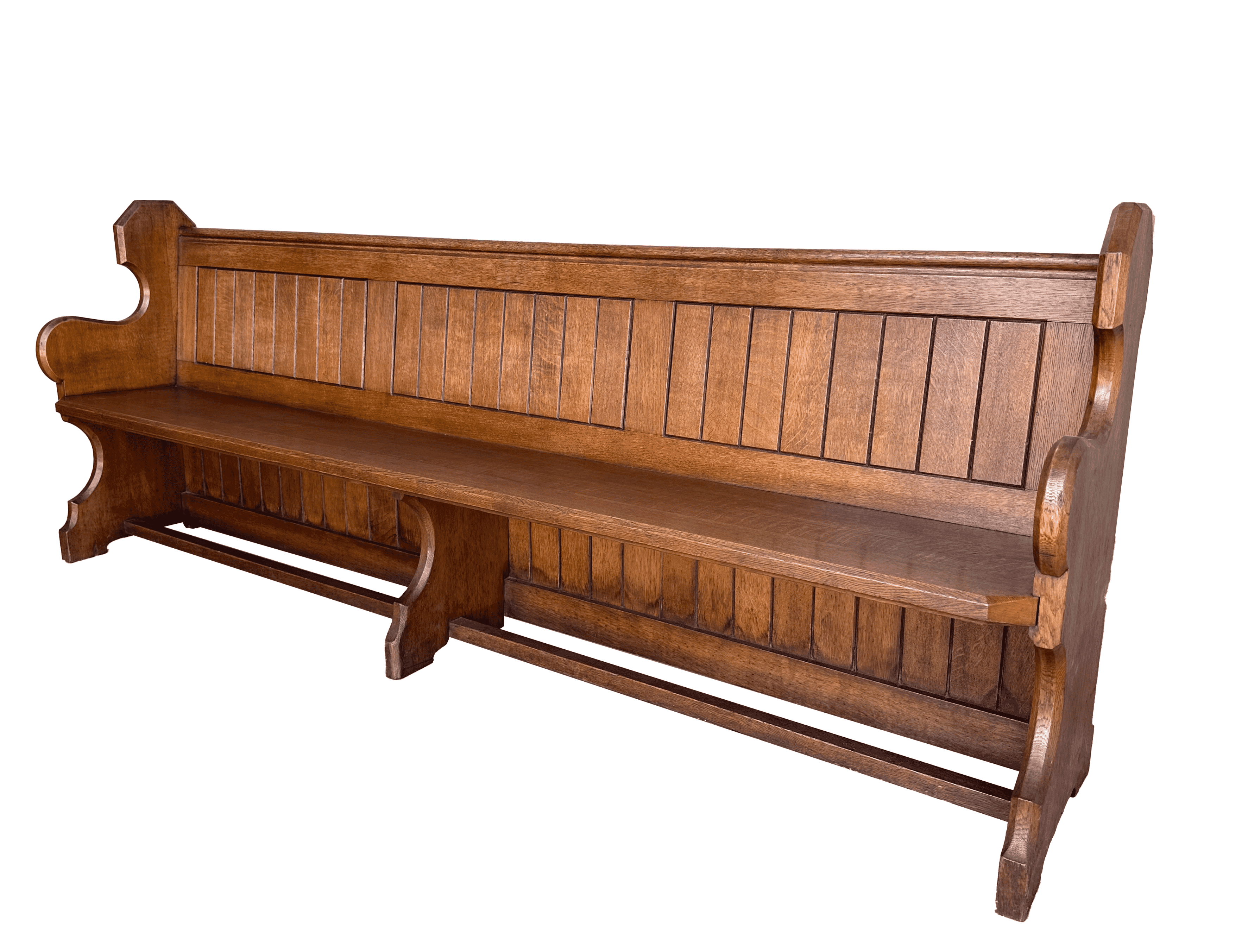 Antique Reclaimed Chapel Or Church Solid Oak Pew - 10039