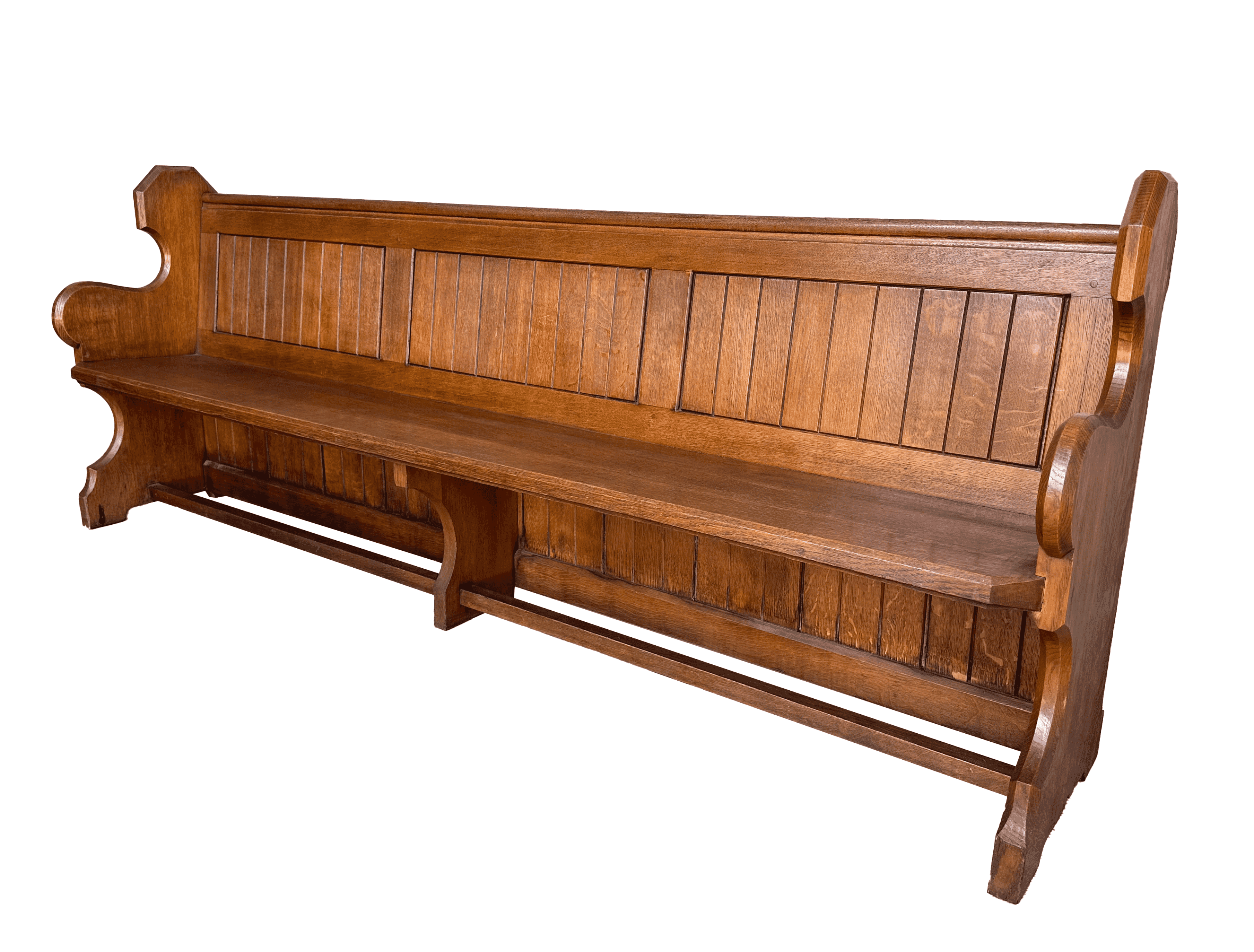 Salvaged Antique Chapel Or Church Solid Oak Pew - 10041