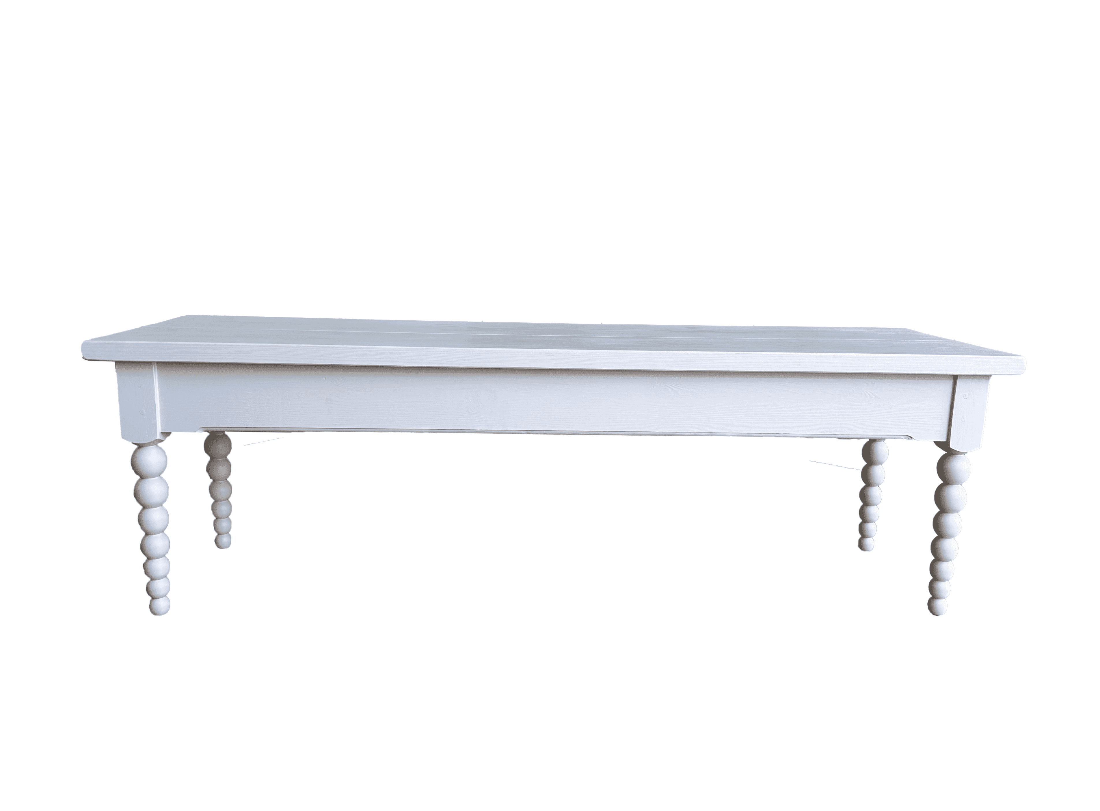 Handmade Painted Pine Plank Top Bench With Bobbin Legs - D2107