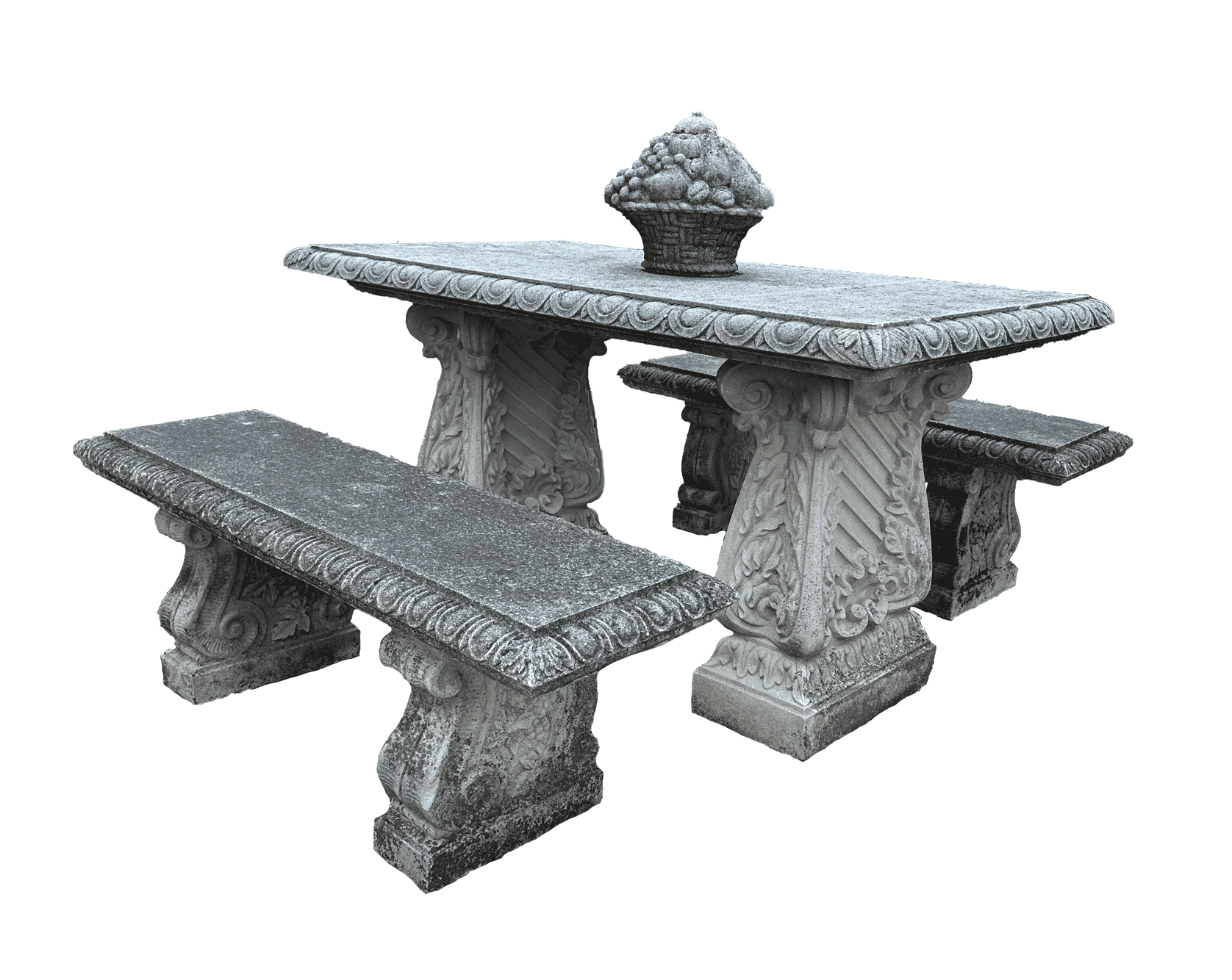 Excellent Reconstituted Stone Garden Table and Bench Set