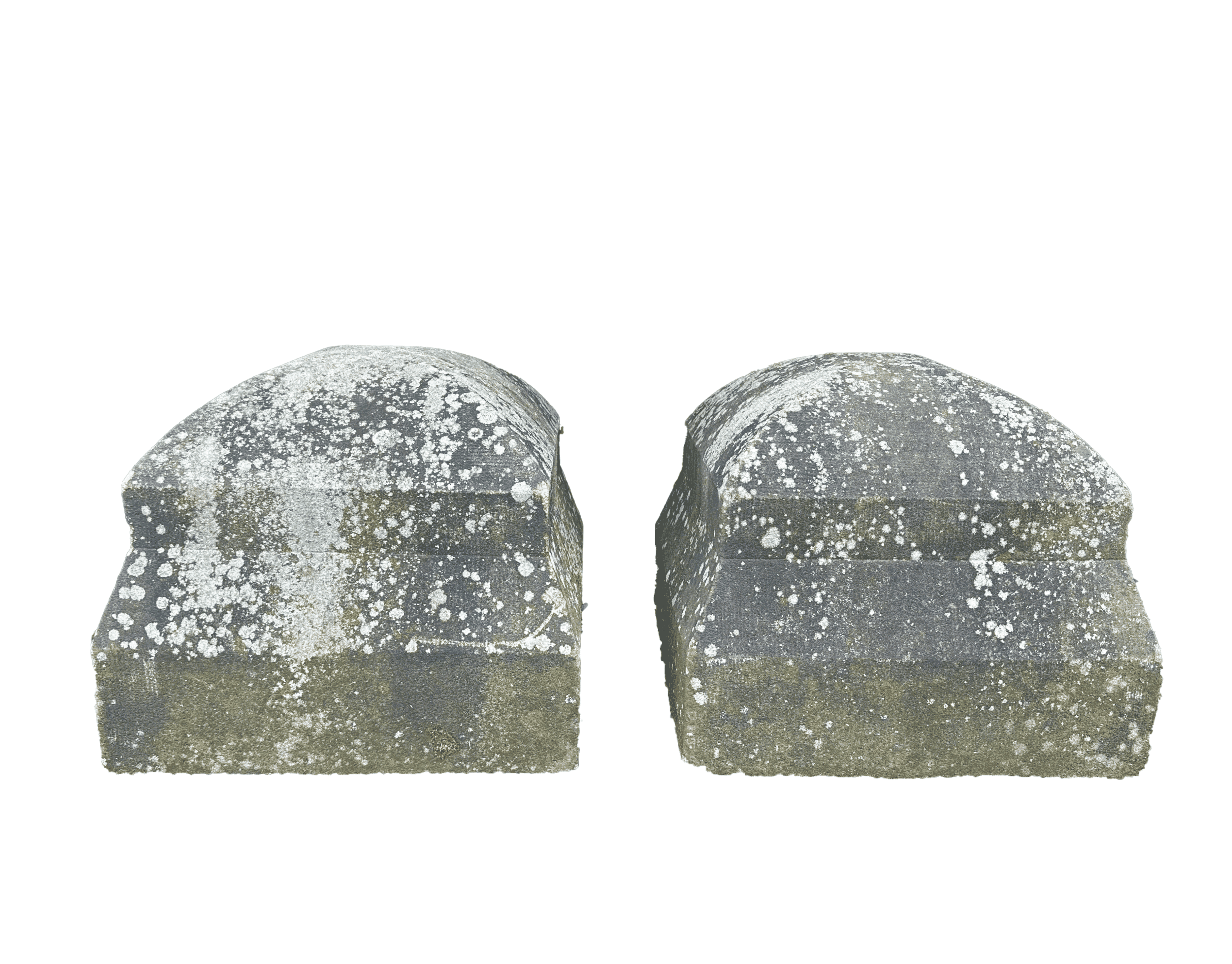 Pair of Solid Hand Carved Stone Antique Gate Pier Finials - 10083
