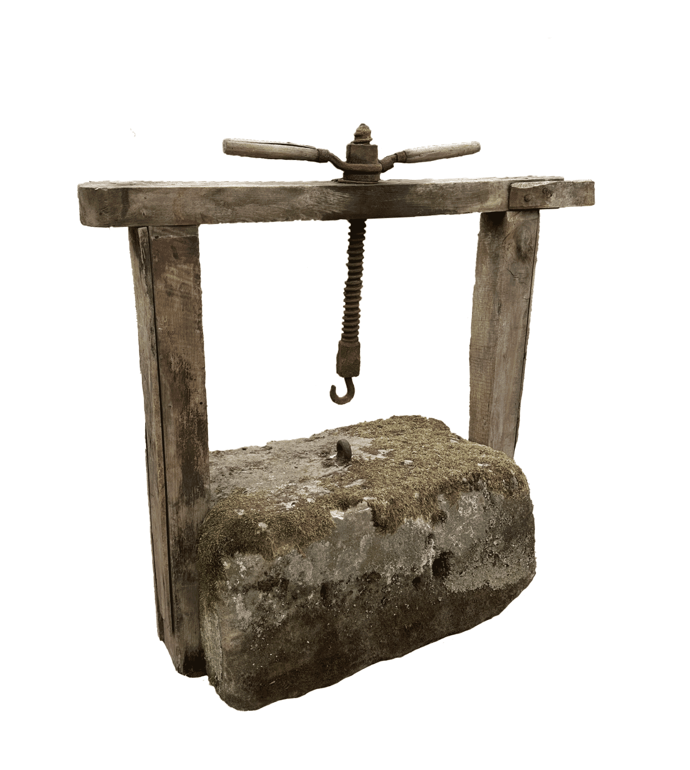 Antique Sandstone & Timber Cheese Press - 10103