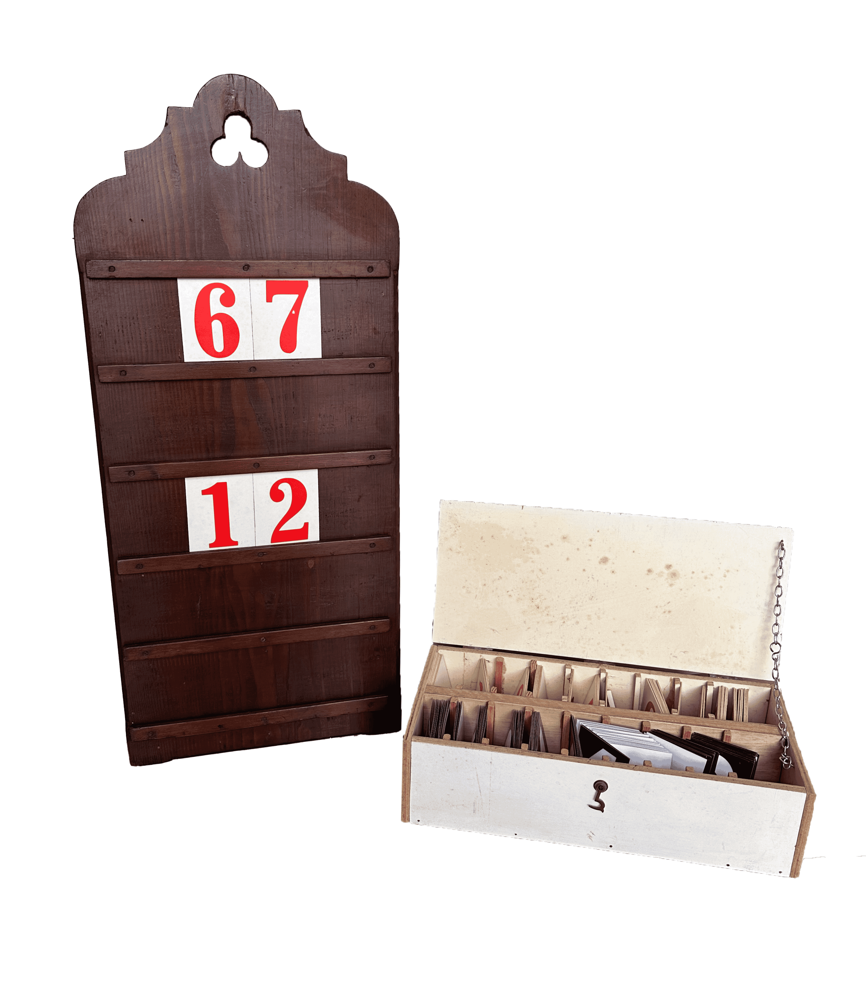 Victorian Church Hymn Board & Box Of Numbers - 10080