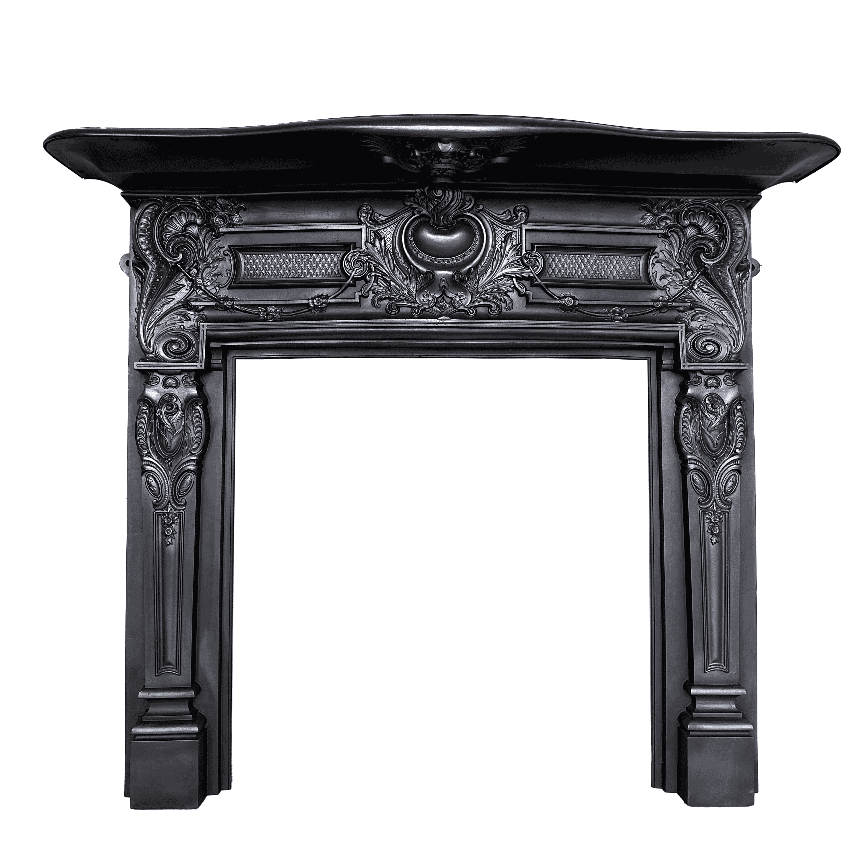 Unique Antique Victorian Ornate Cast Iron Fire Surround