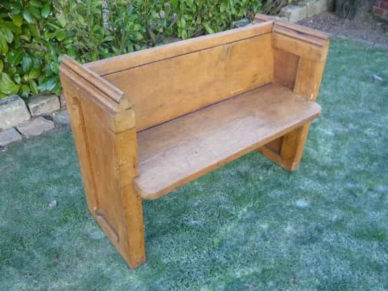 Small Genuine Antique Oak Church Pew