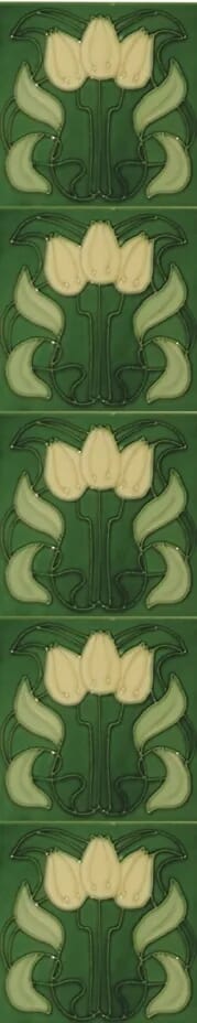 Set of 10 Cast Iron Fireplace Hand Painted Tiles LGC008 - LGC008