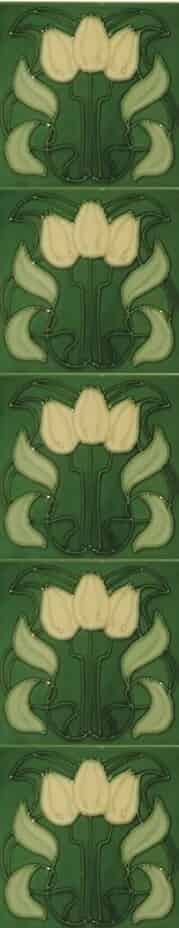 Set of 10 Cast Iron Fireplace Hand Painted Tiles LGC008