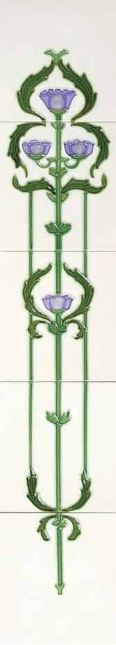 Set of 10 Cast Iron Fireplace Hand Painted Tiles LGC011