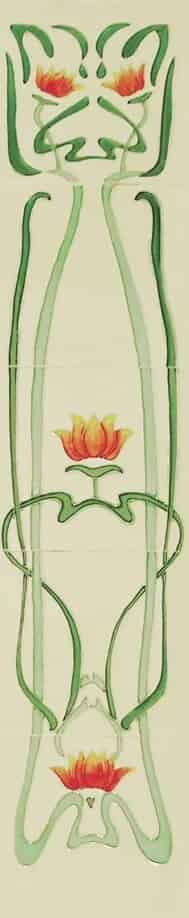Set of 10 Cast Iron Fireplace Hand Painted Tiles LGC012