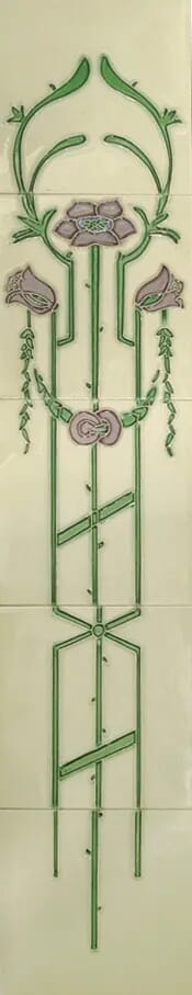 Set of 10 Cast Iron Fireplace Hand Painted Tiles LGC014 - LGC014