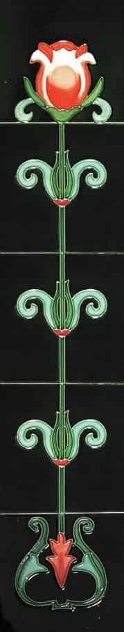 Set of 10 Cast Iron Fireplace Hand Painted Tiles LGC018