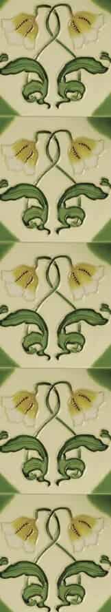 Set of 10 Cast Iron Fireplace Hand Painted Tiles LGC042