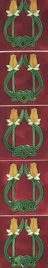 Set of 10 Cast Iron Fireplace Hand Painted Tiles LGC085
