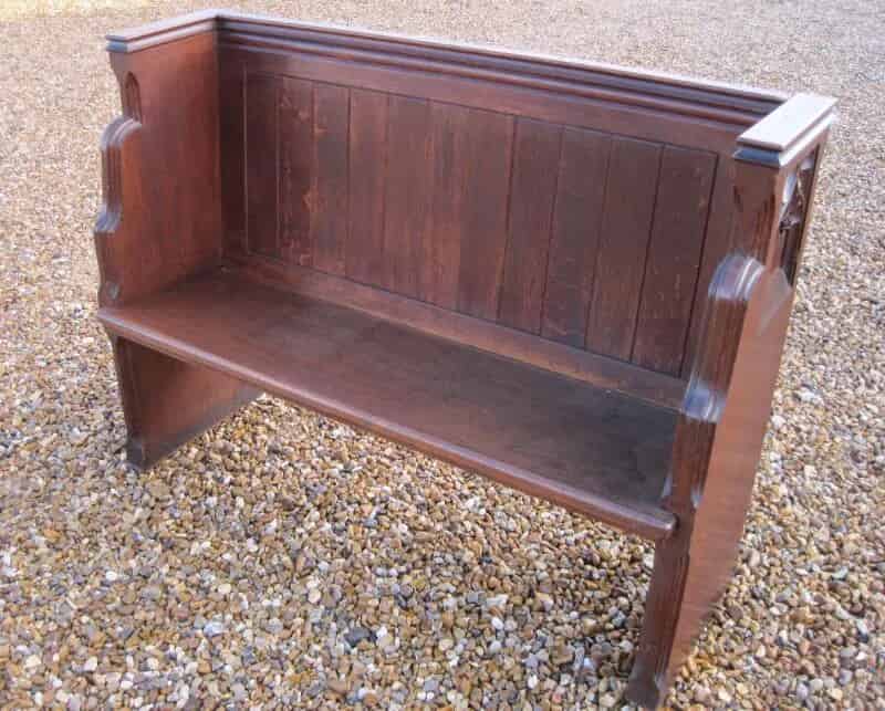Small Antique Victorian Oak Church Pew
