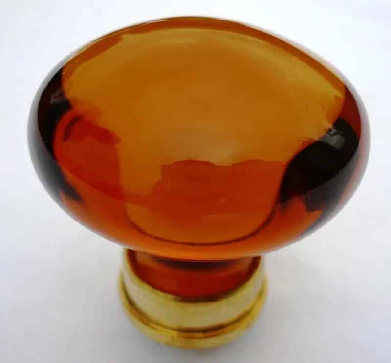 Amber/Brass - Large Bohemian Crystal Cupboard Door Knob