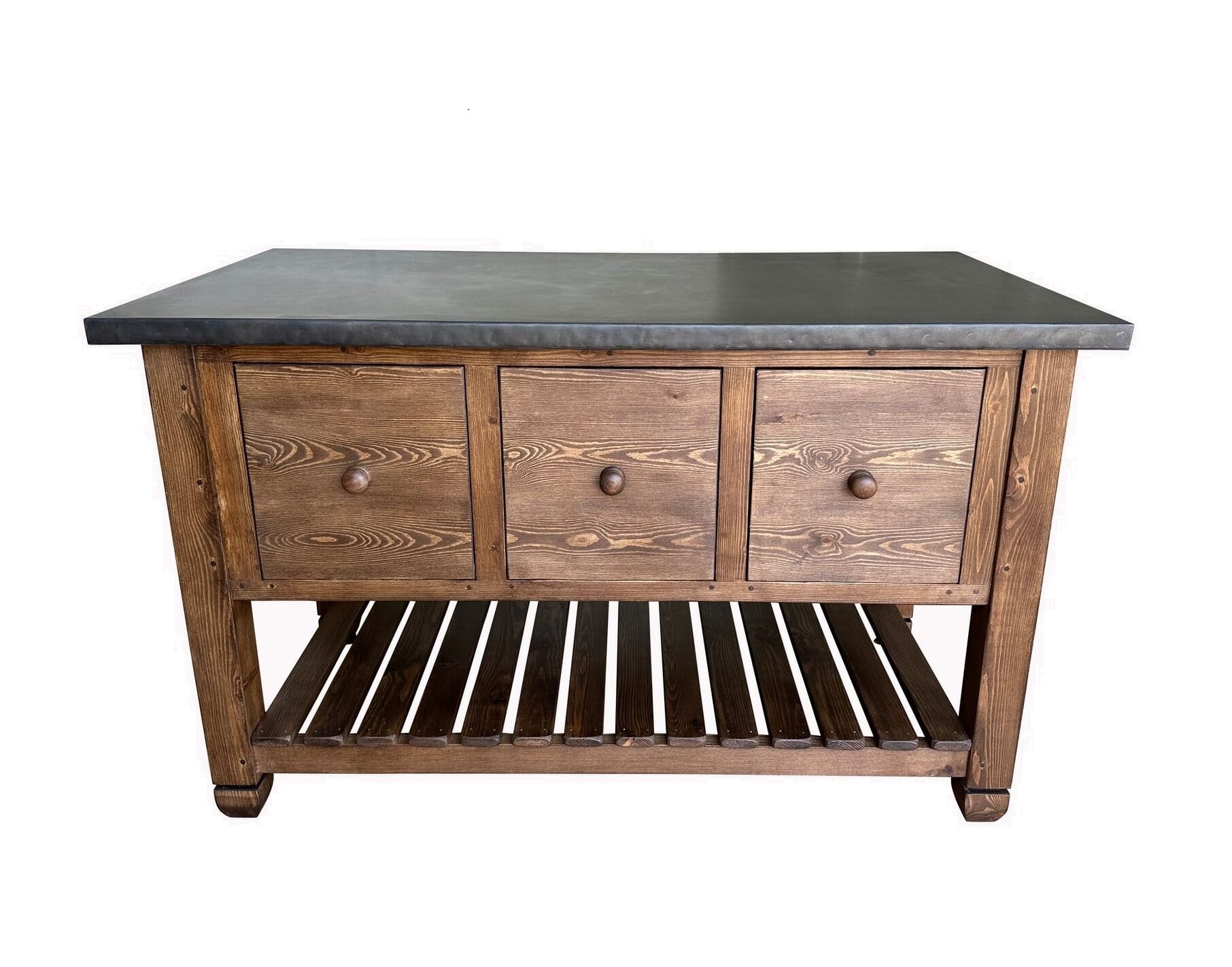 Handmade Antique Zinc Kitchen Central Unit With Drawers - D2115