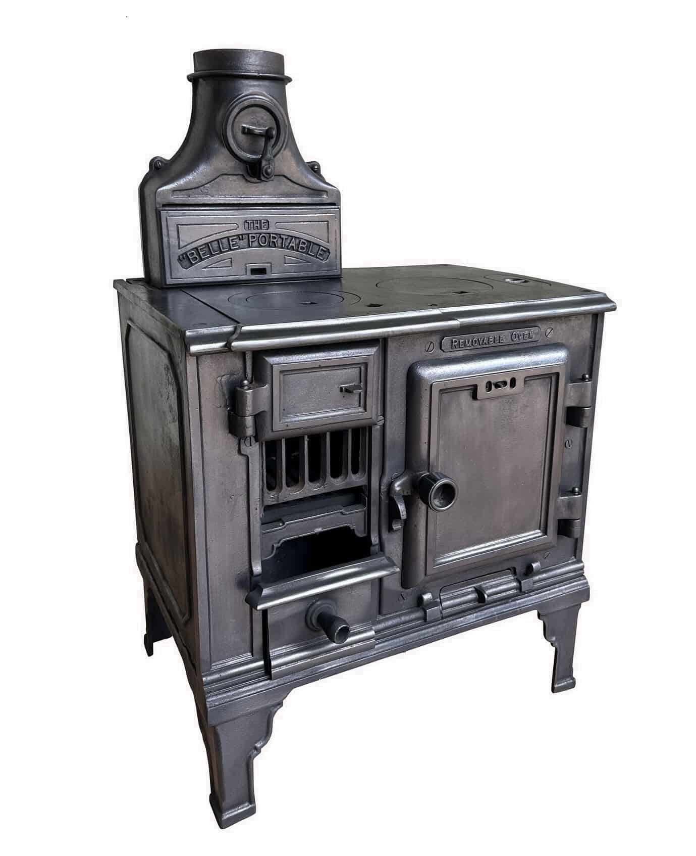 Antique Small Cast Iron Kitchen Range by Belle Portable