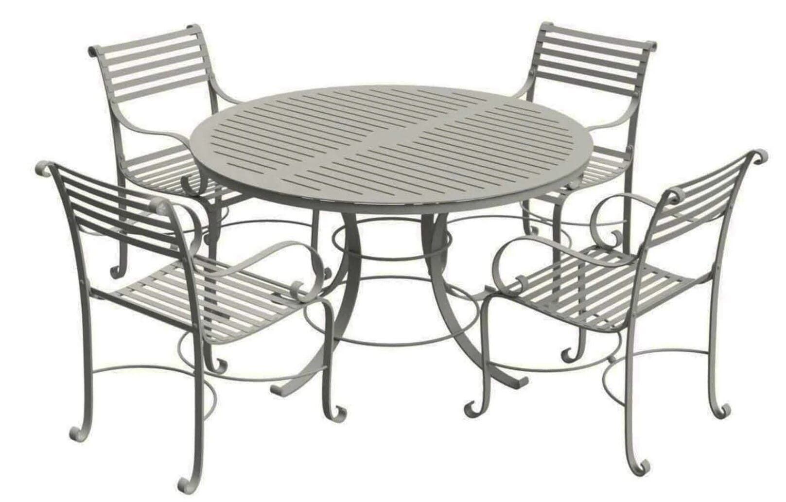 Southwold Round Garden Table & 4 Carver Chairs - ODL-104
