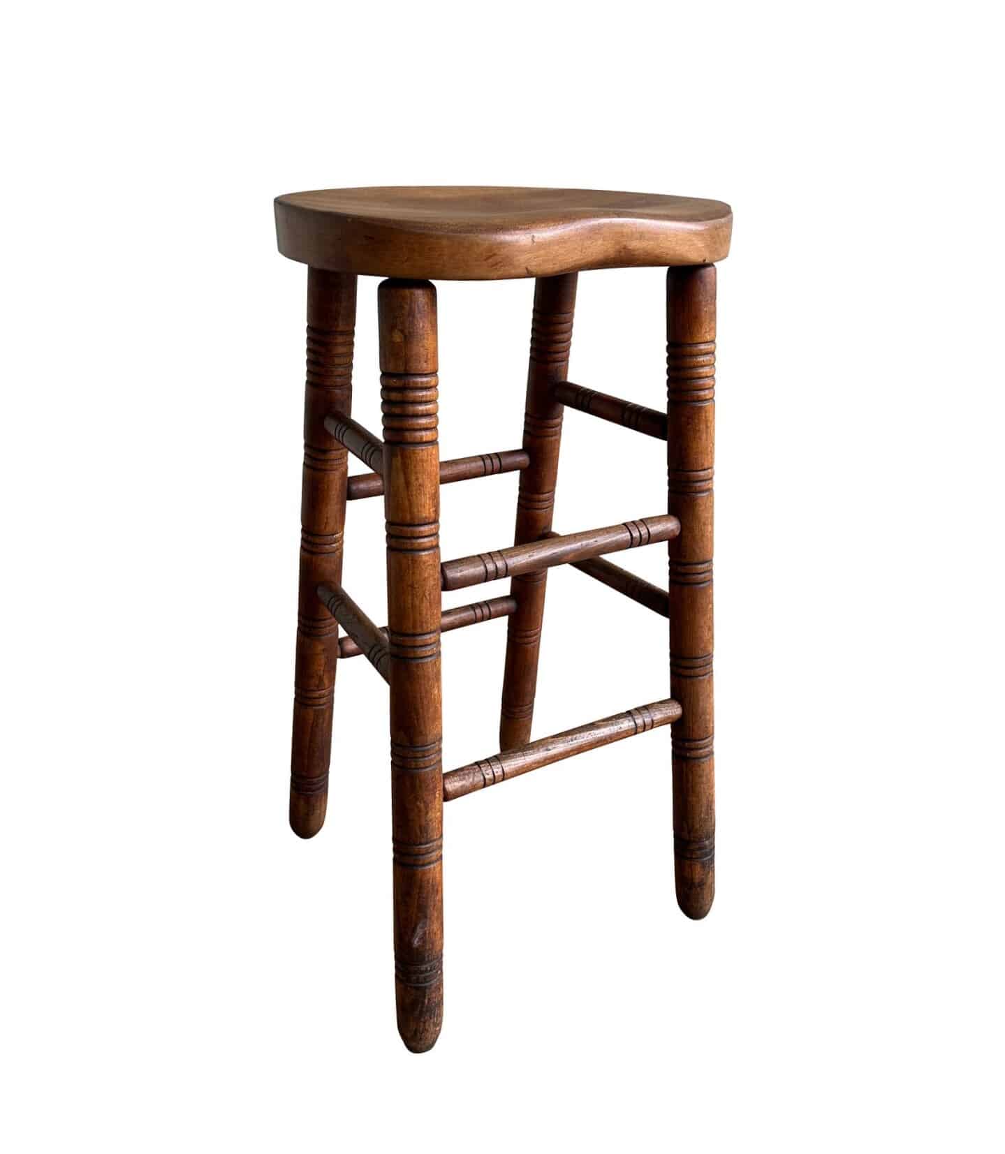 Original English Large Hardwood Decorative Stool