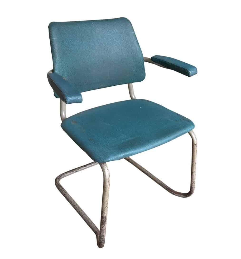 Reclaimed Industrial Steel Blue Stacking Chairs