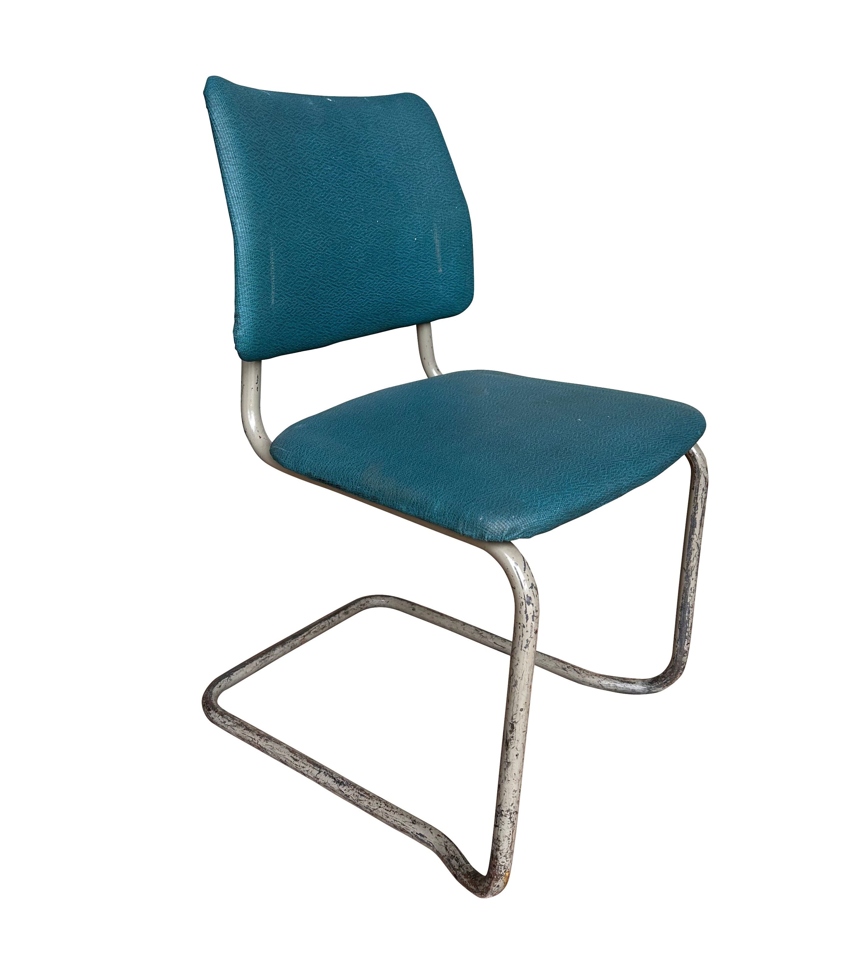 Reclaimed Vintage Industrial Steel Blue Stacking Chairs - 10154D