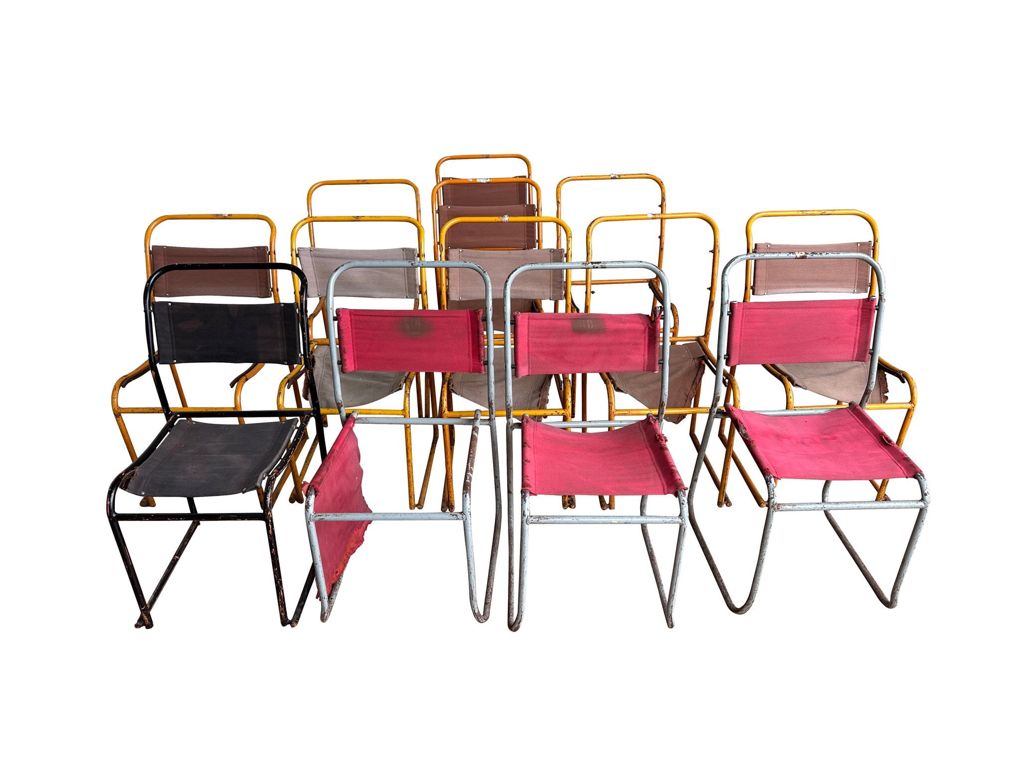 Batch of 13 Metal Stacking Chairs - Require Repairs - 10154E