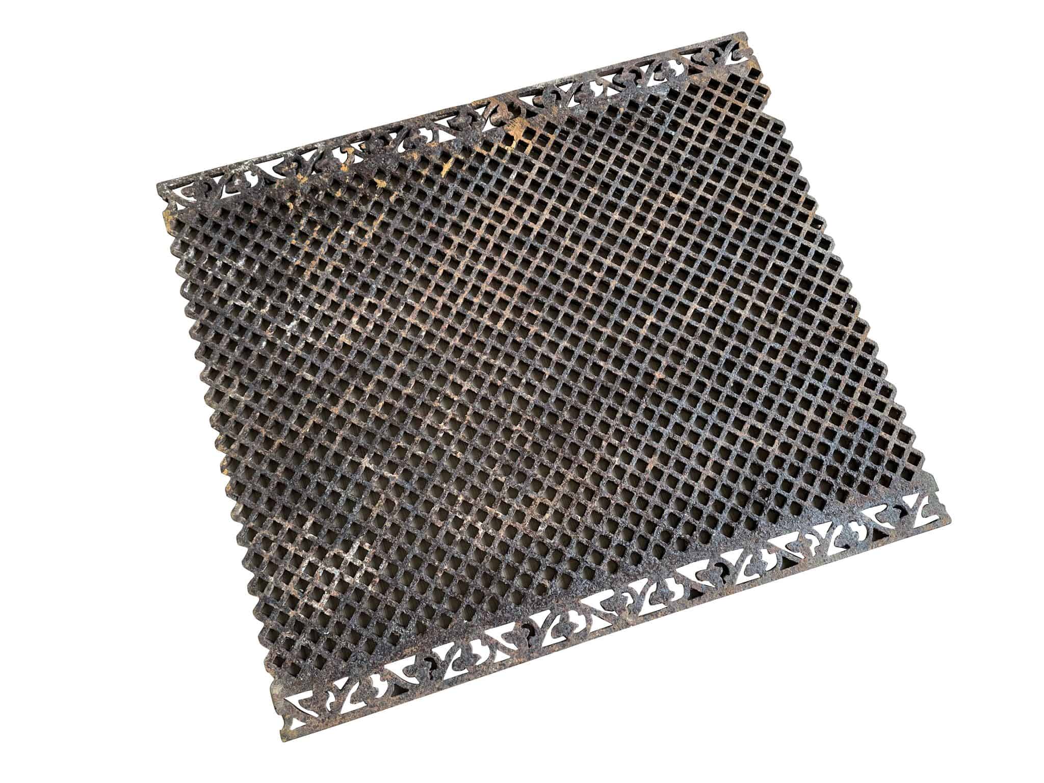 Ornate Large Victorian Cast Iron Floor Grille / Grid