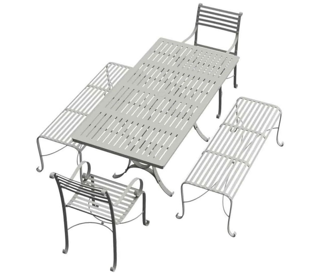 Southwold 1.8m Garden Table With 2 x 3 Seat Backless Bench & 2 Carver Chairs - ODL-124